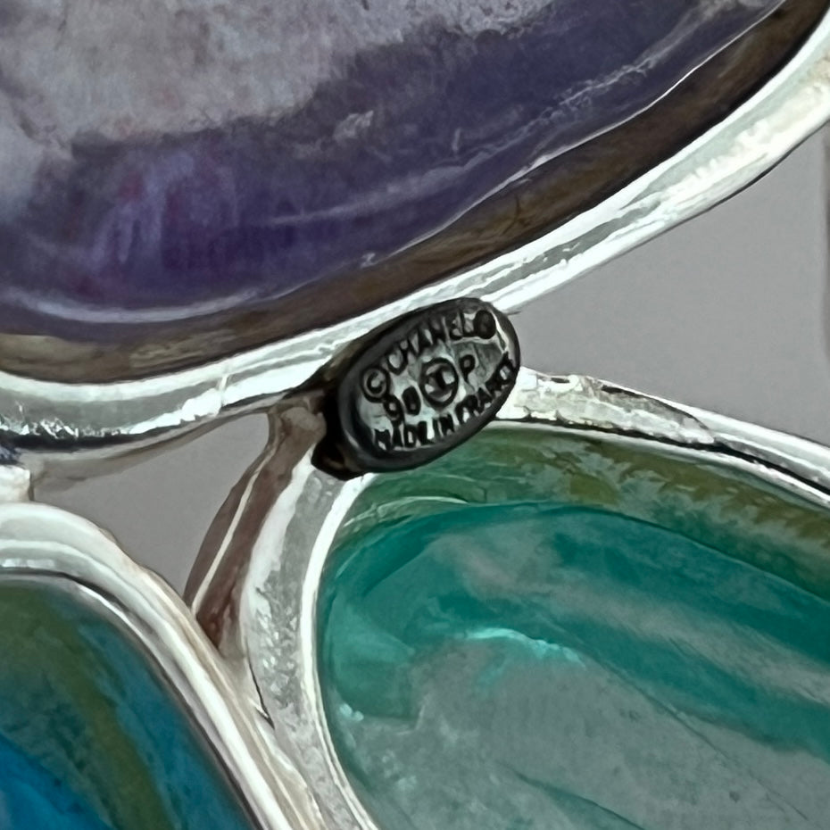 Broche CHANEL métal argenté