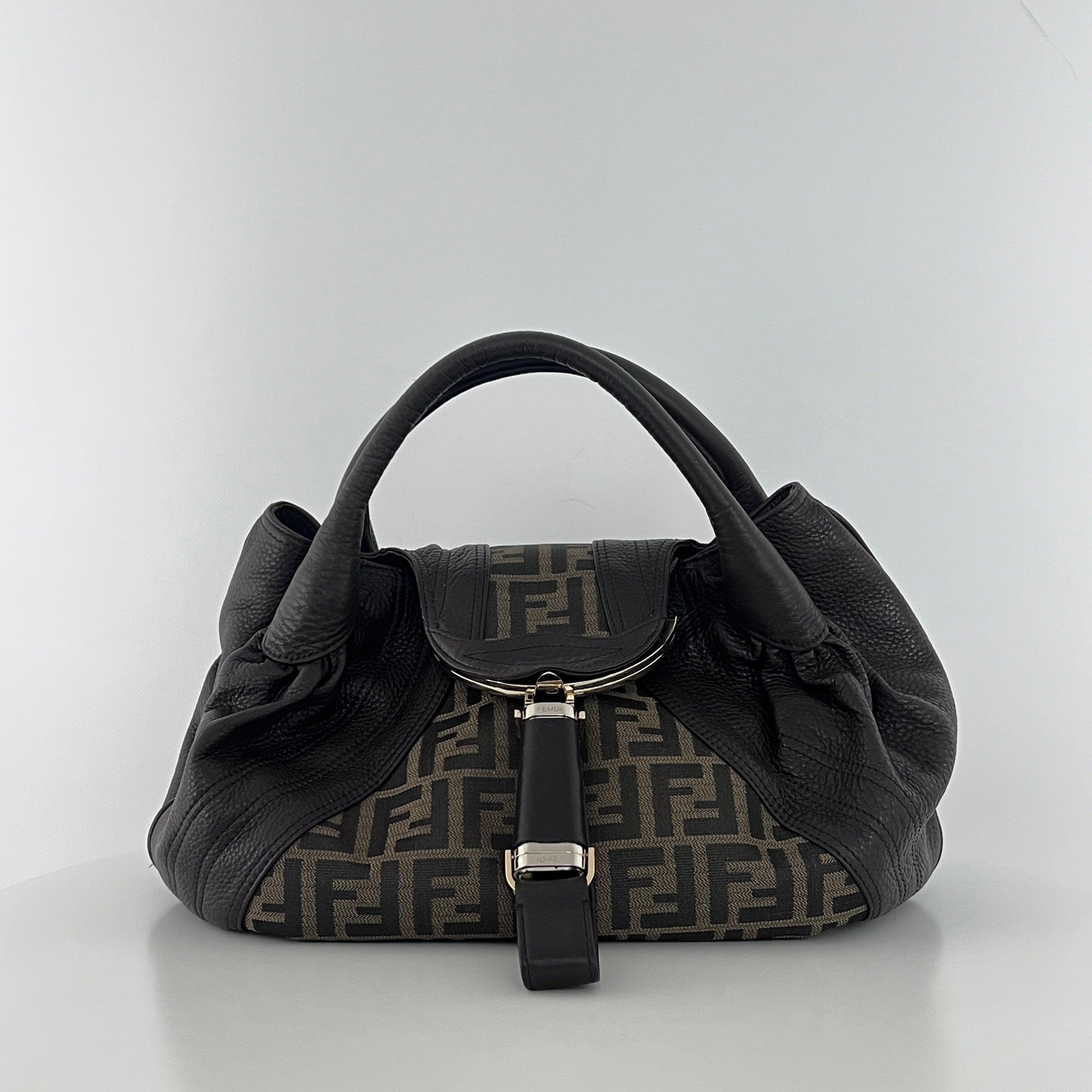 Sac à main FENDI Spy toile et cuir marron