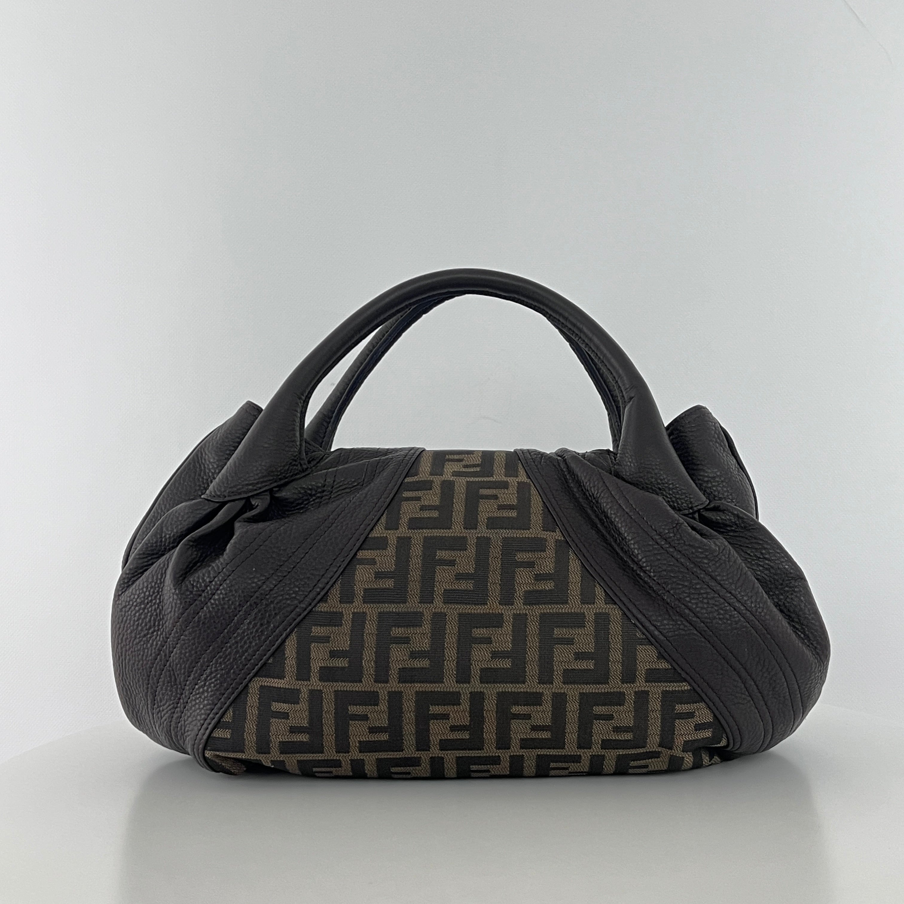 Sac à main FENDI Spy toile et cuir marron
