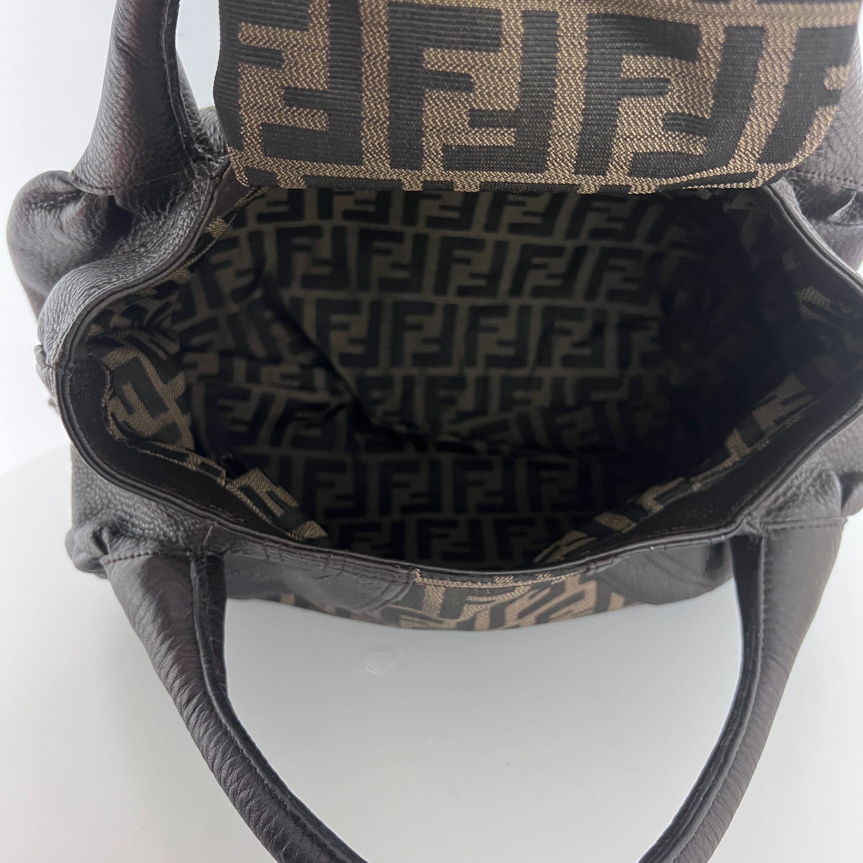 Sac à main FENDI Spy toile et cuir marron