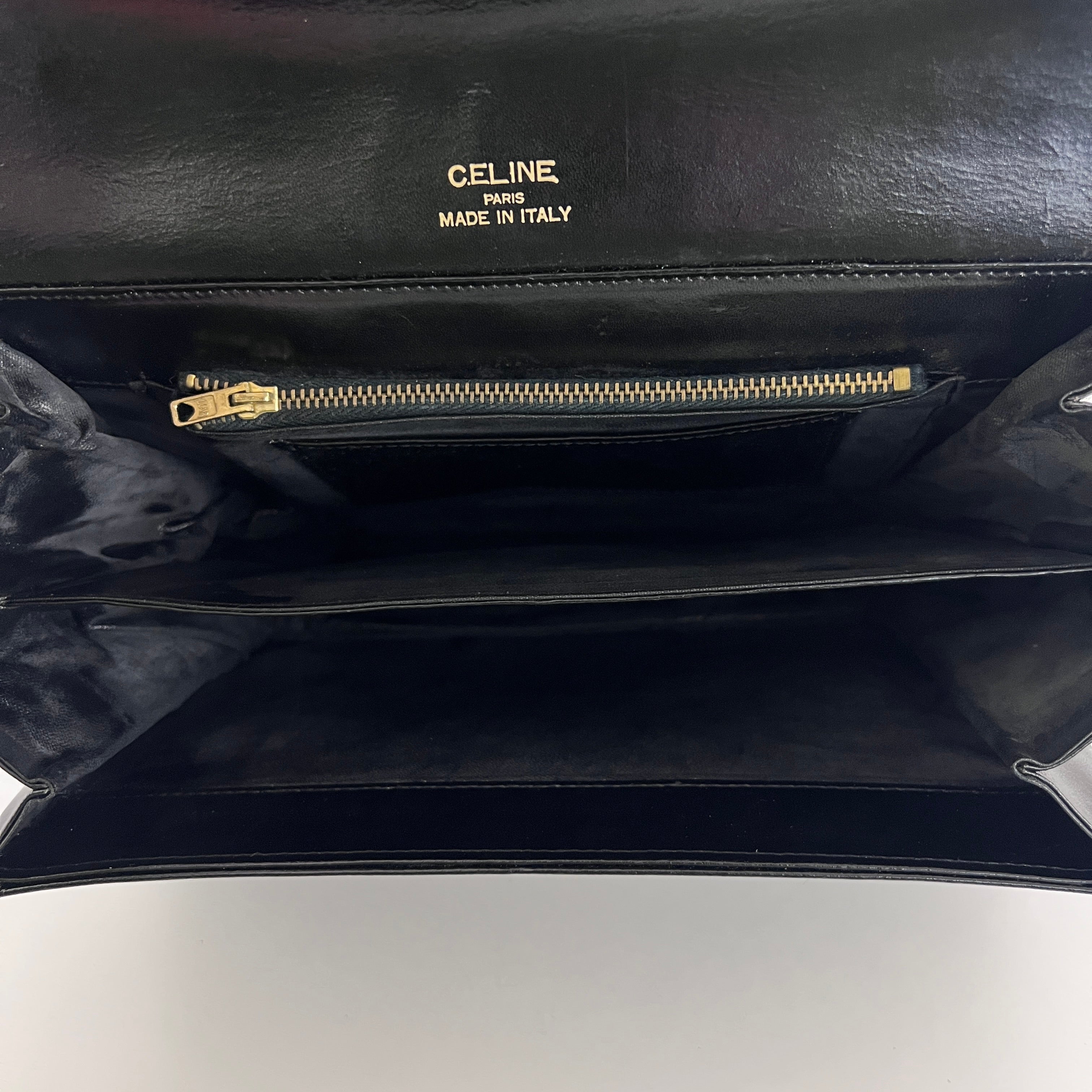 Sac à main CELINE Triomphe cuir noir