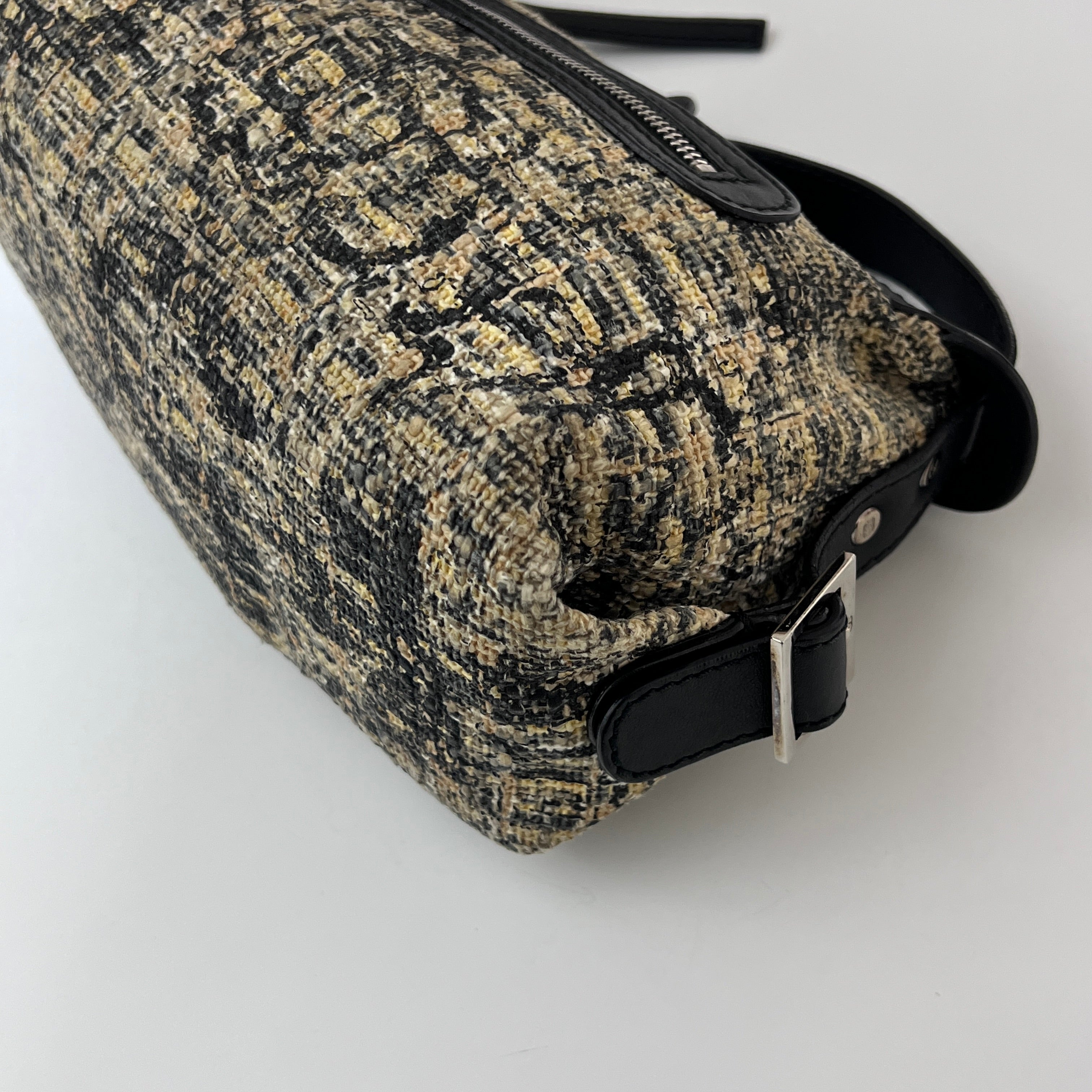 Sac à main CHANEL Hobo Tweed Small tweed et cuir noir