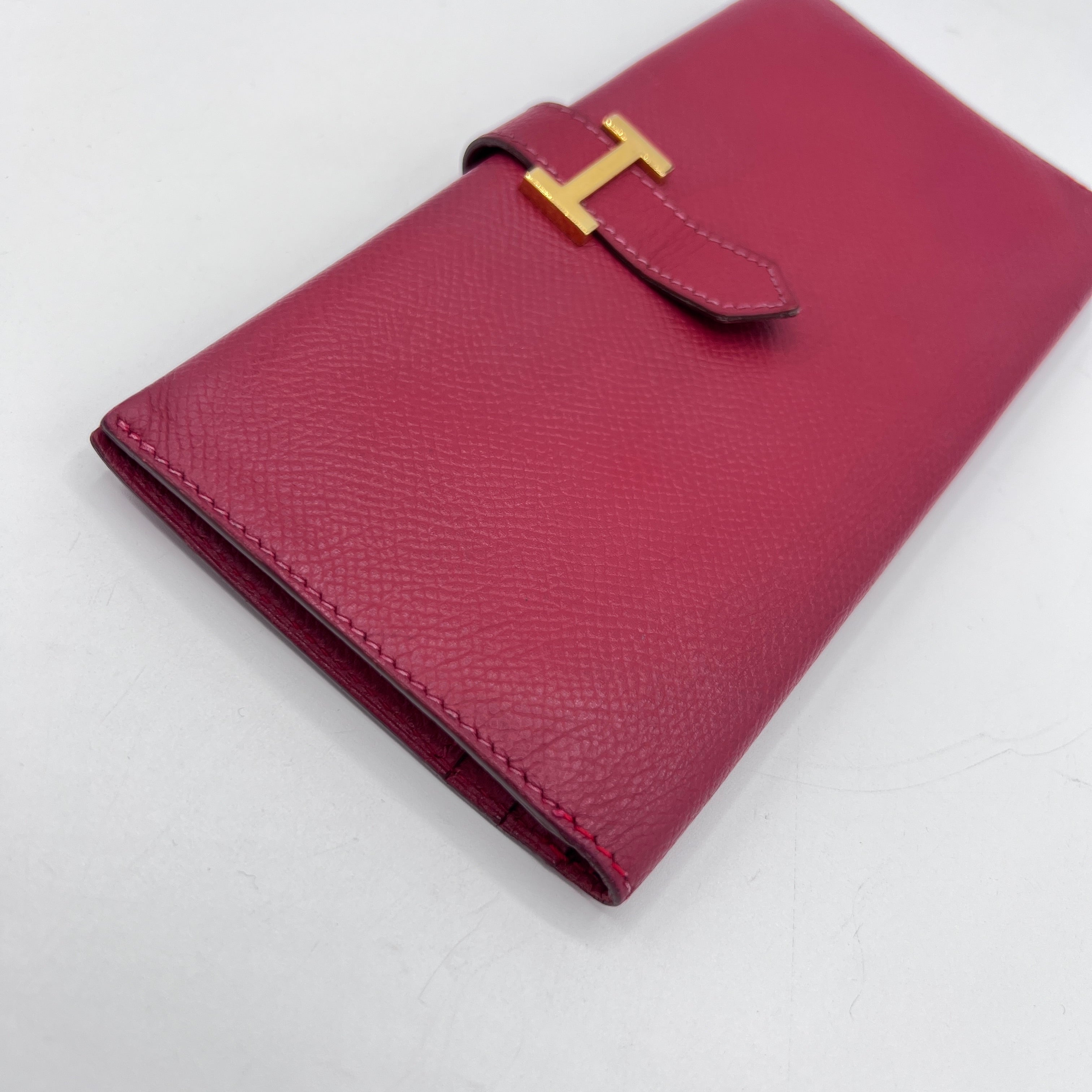 Portefeuille HERMÈS Béarn cuir rouge
