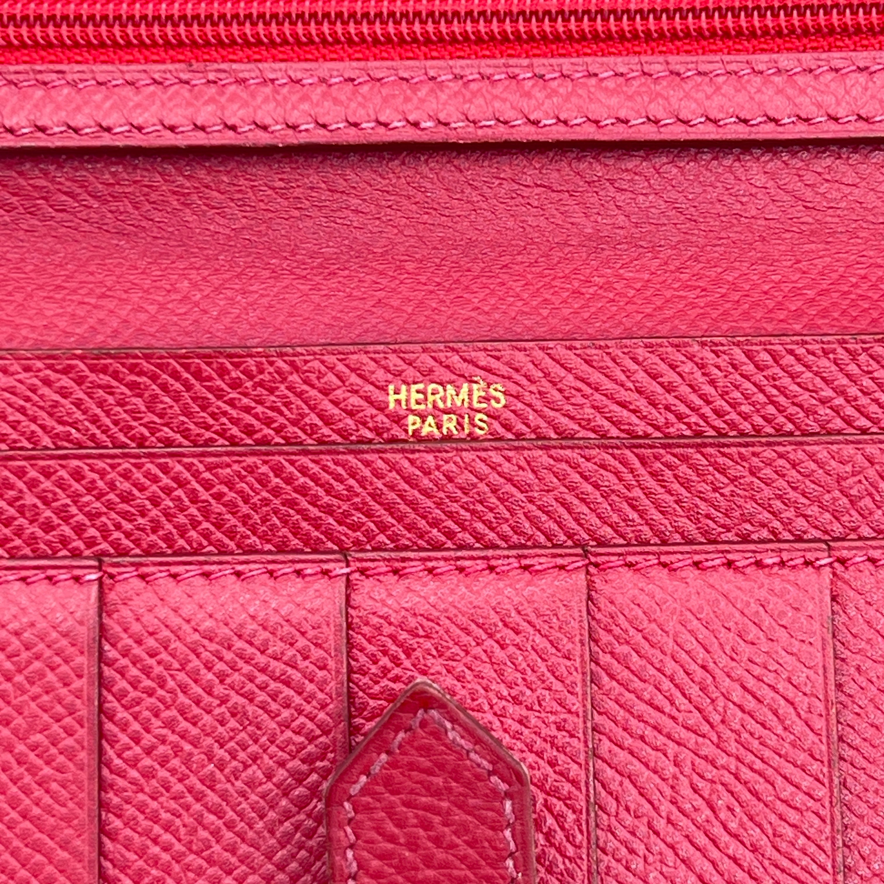Portefeuille HERMÈS Béarn cuir rouge