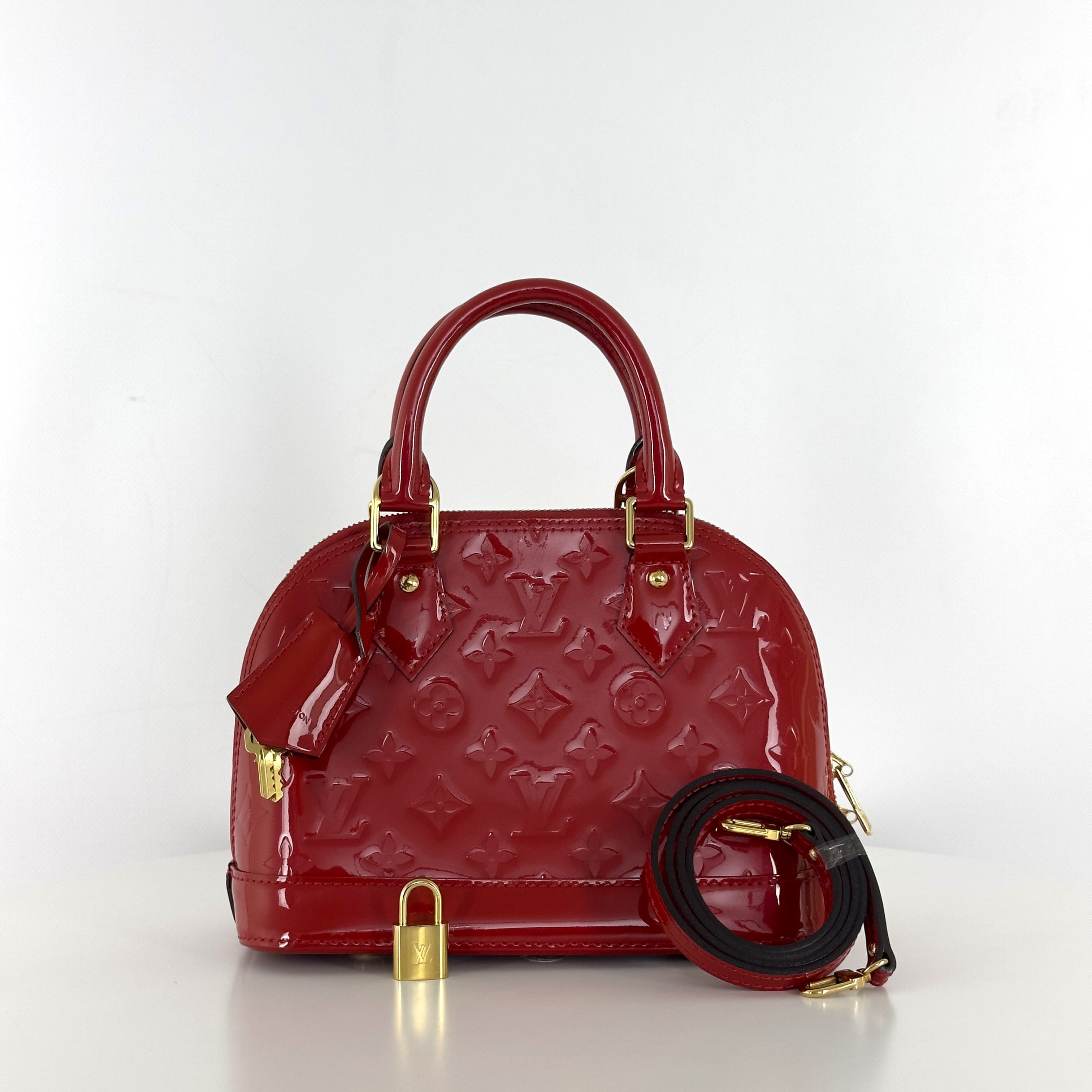 LOUIS VUITTON Alma BB Shoulder Bag Red Patent Leather