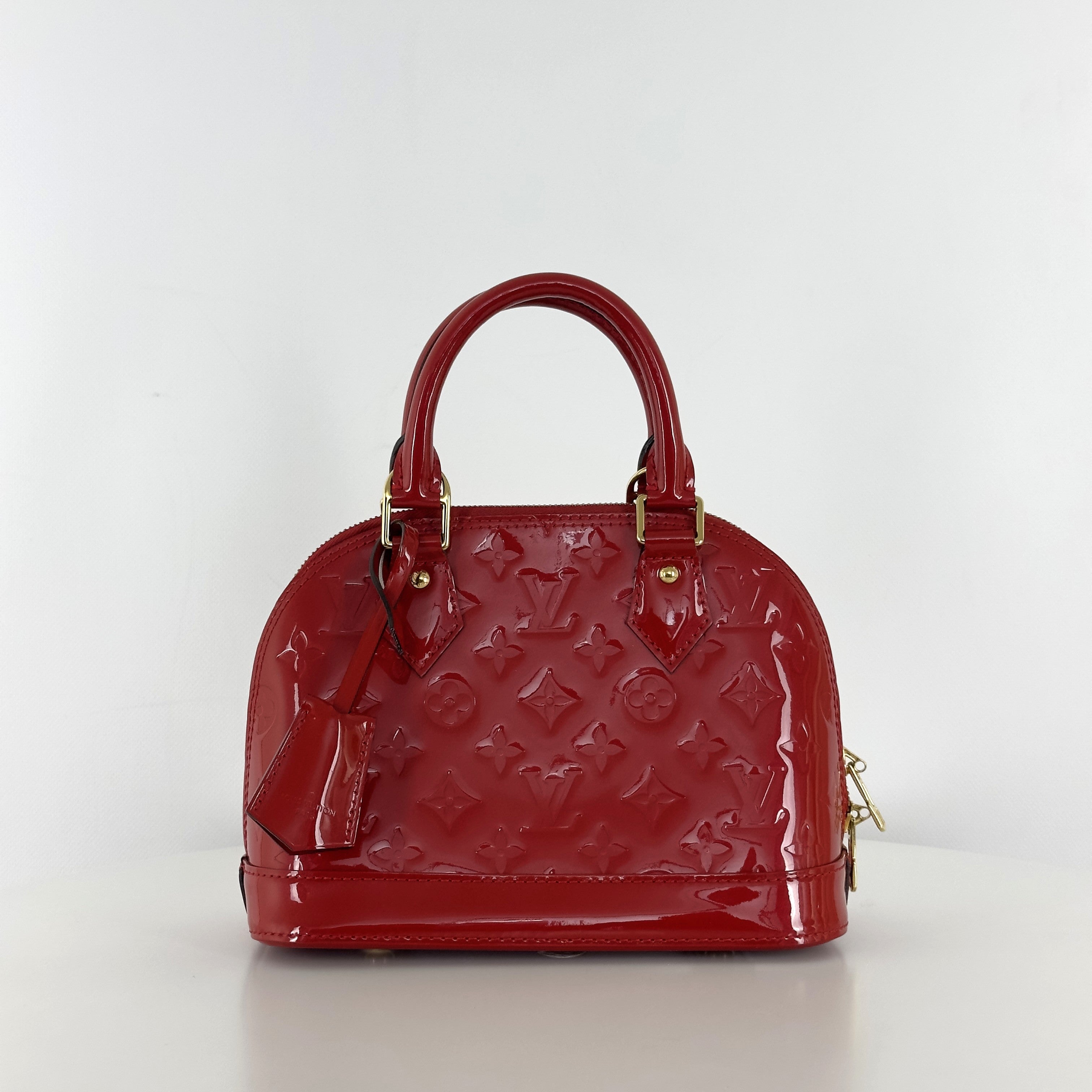 LOUIS VUITTON Alma BB Shoulder Bag Red Patent Leather