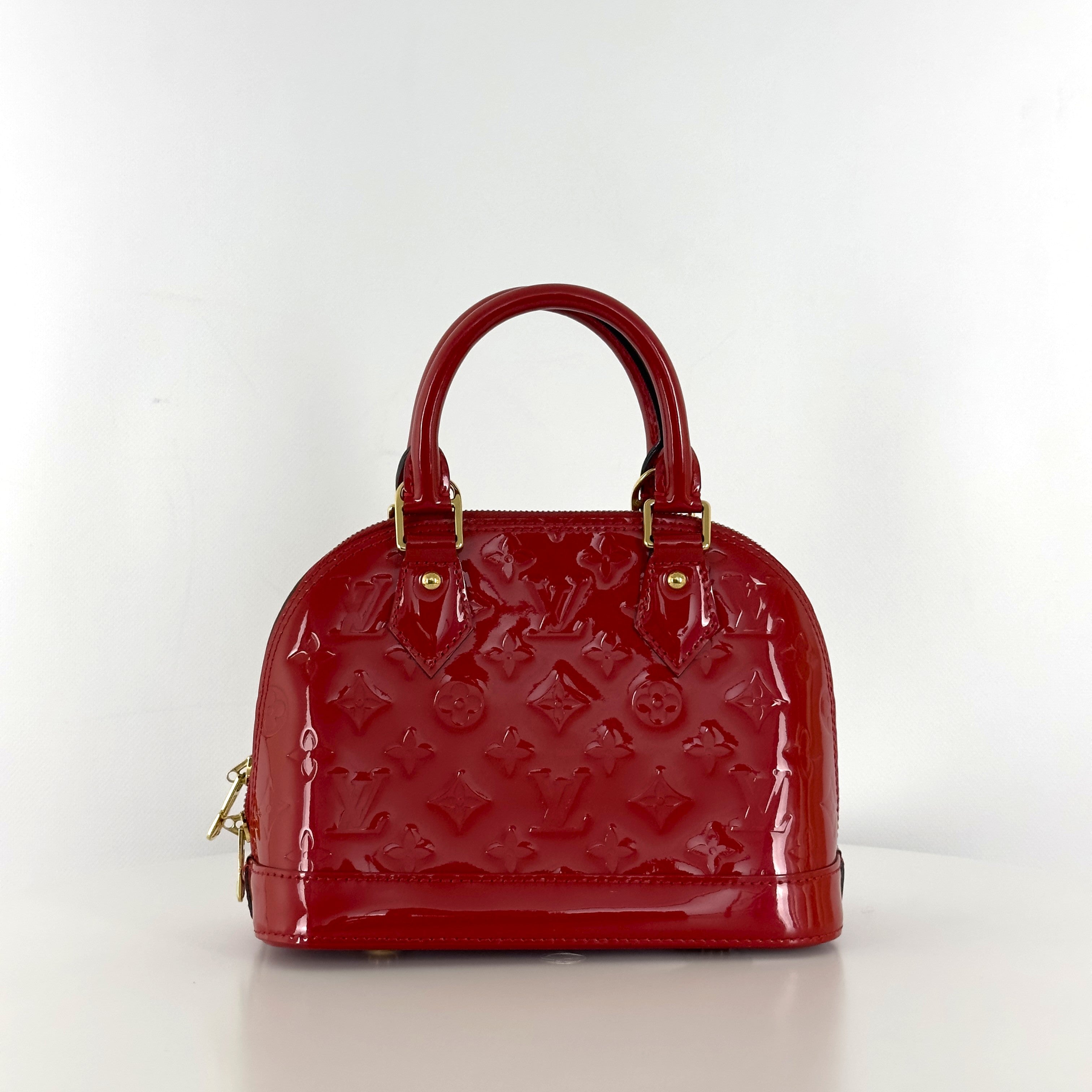 LOUIS VUITTON Alma BB Shoulder Bag Red Patent Leather
