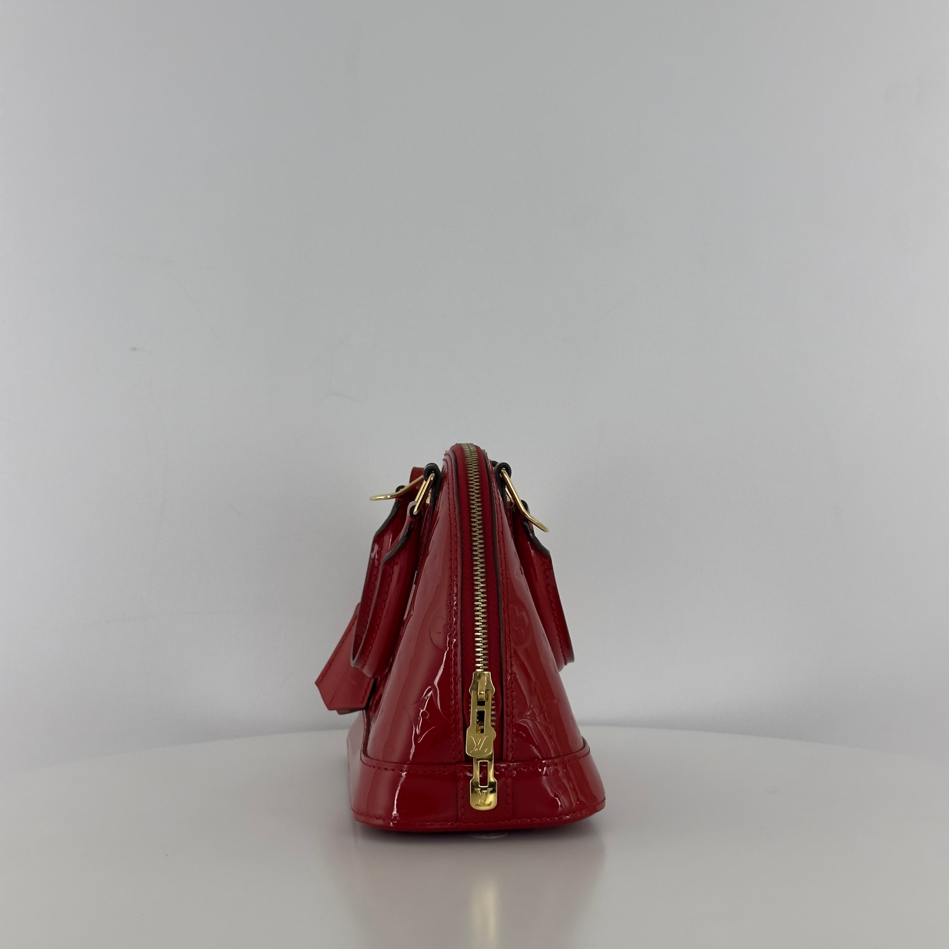 LOUIS VUITTON Alma BB Shoulder Bag Red Patent Leather