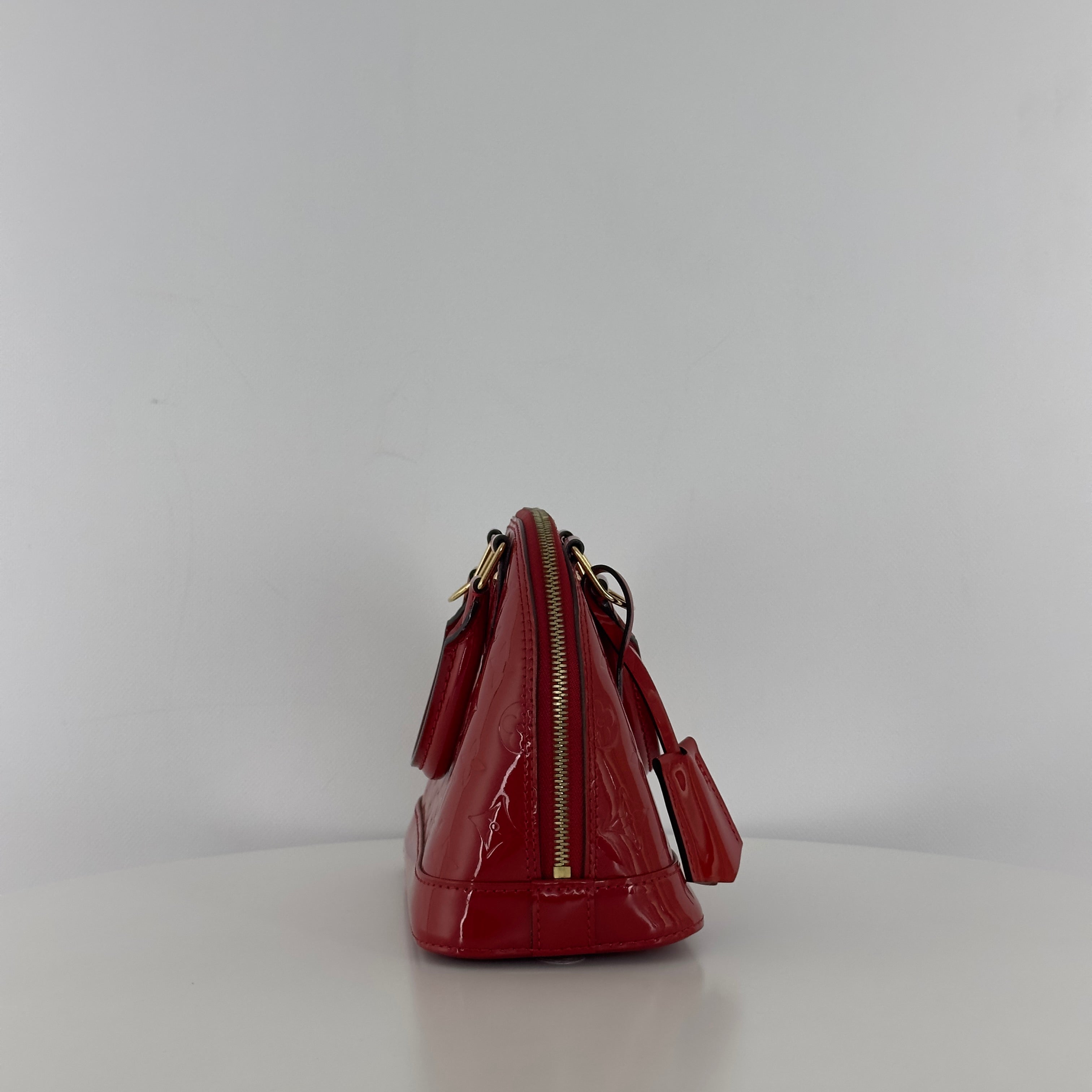LOUIS VUITTON Alma BB Shoulder Bag Red Patent Leather