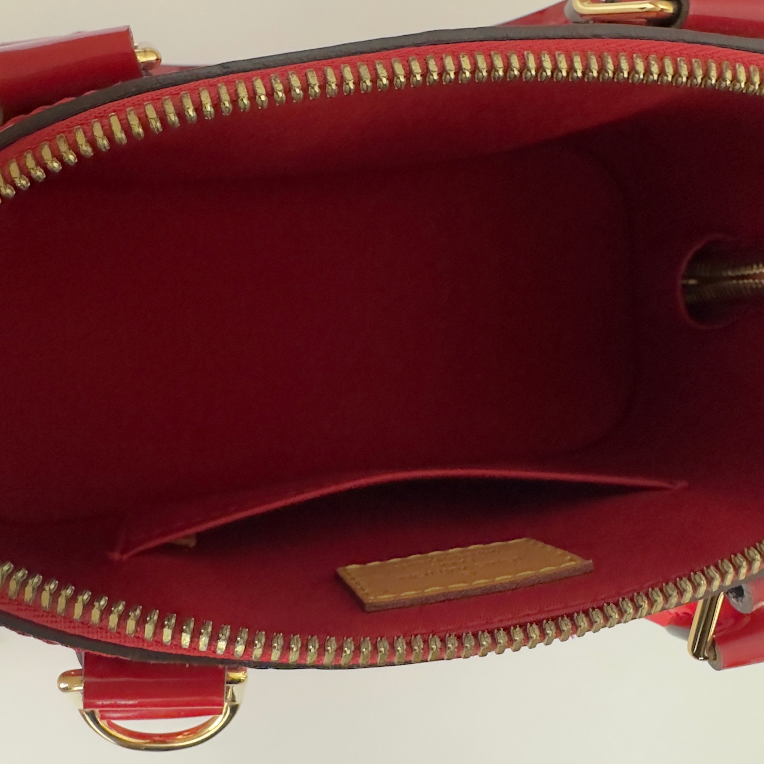 LOUIS VUITTON Alma BB Shoulder Bag Red Patent Leather