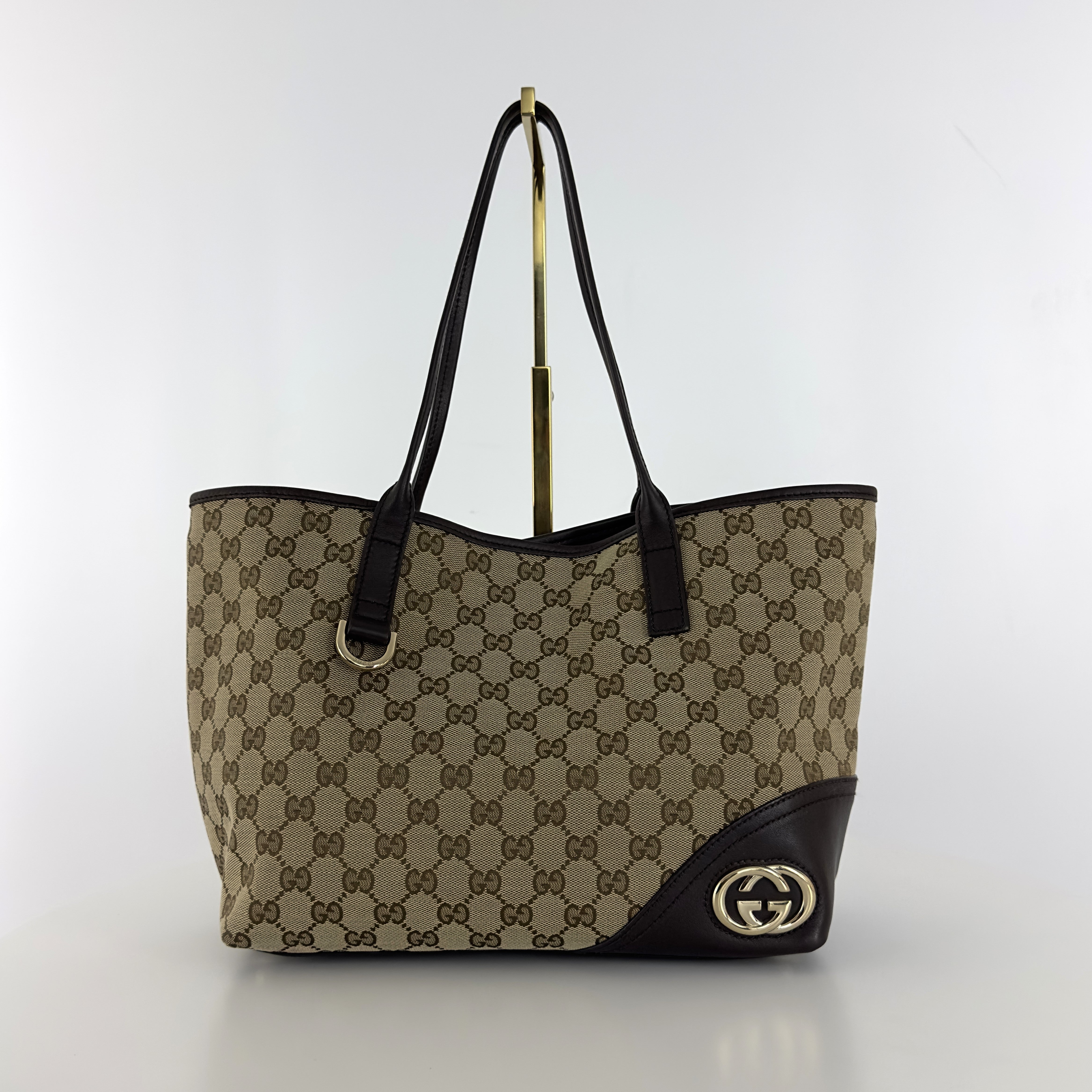 GUCCI Tote bag in brown canvas and leather