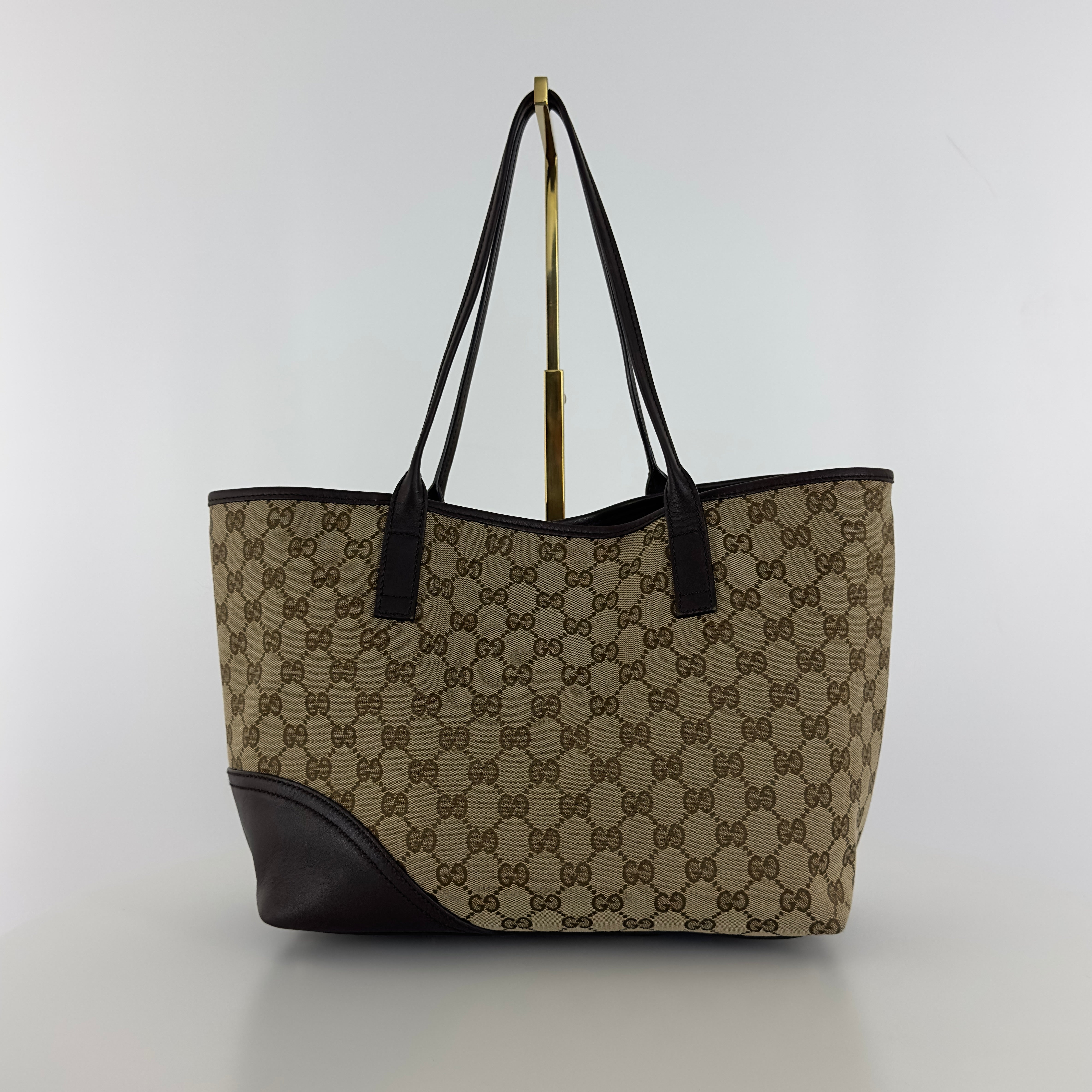 GUCCI Tote bag in brown canvas and leather