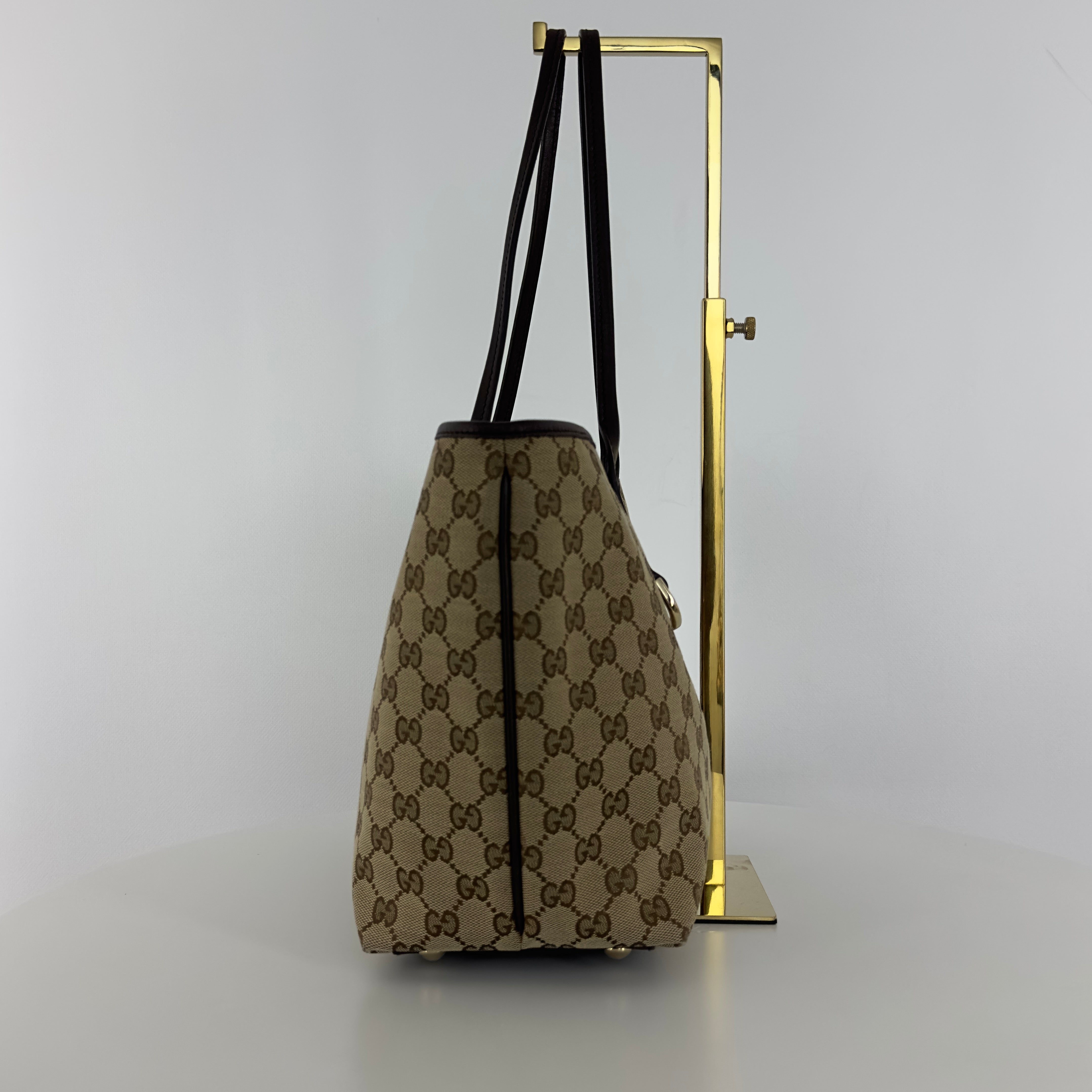 GUCCI Tote bag in brown canvas and leather