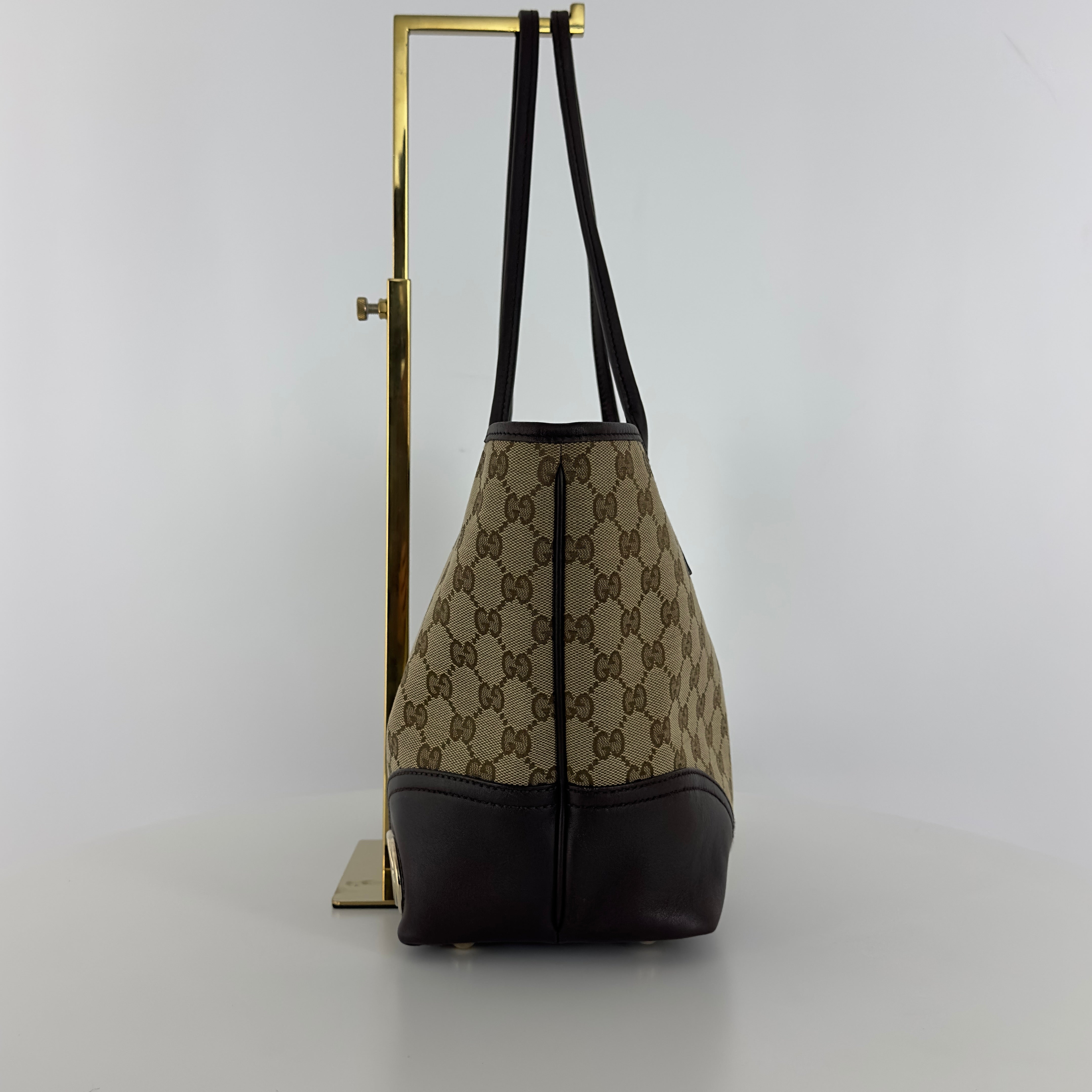 GUCCI Tote bag in brown canvas and leather