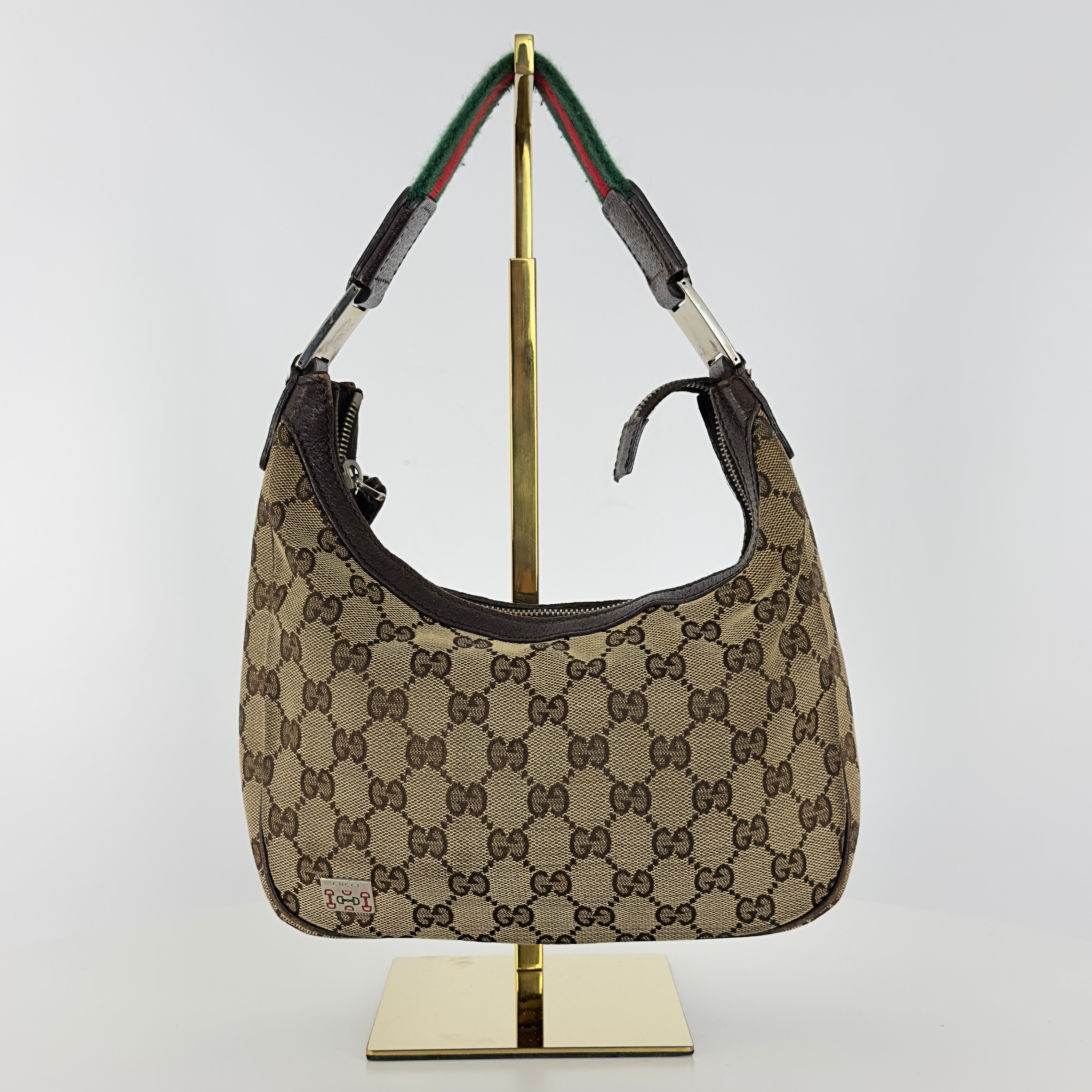 Sac à main GUCCI Hobo toile et cuir marron
