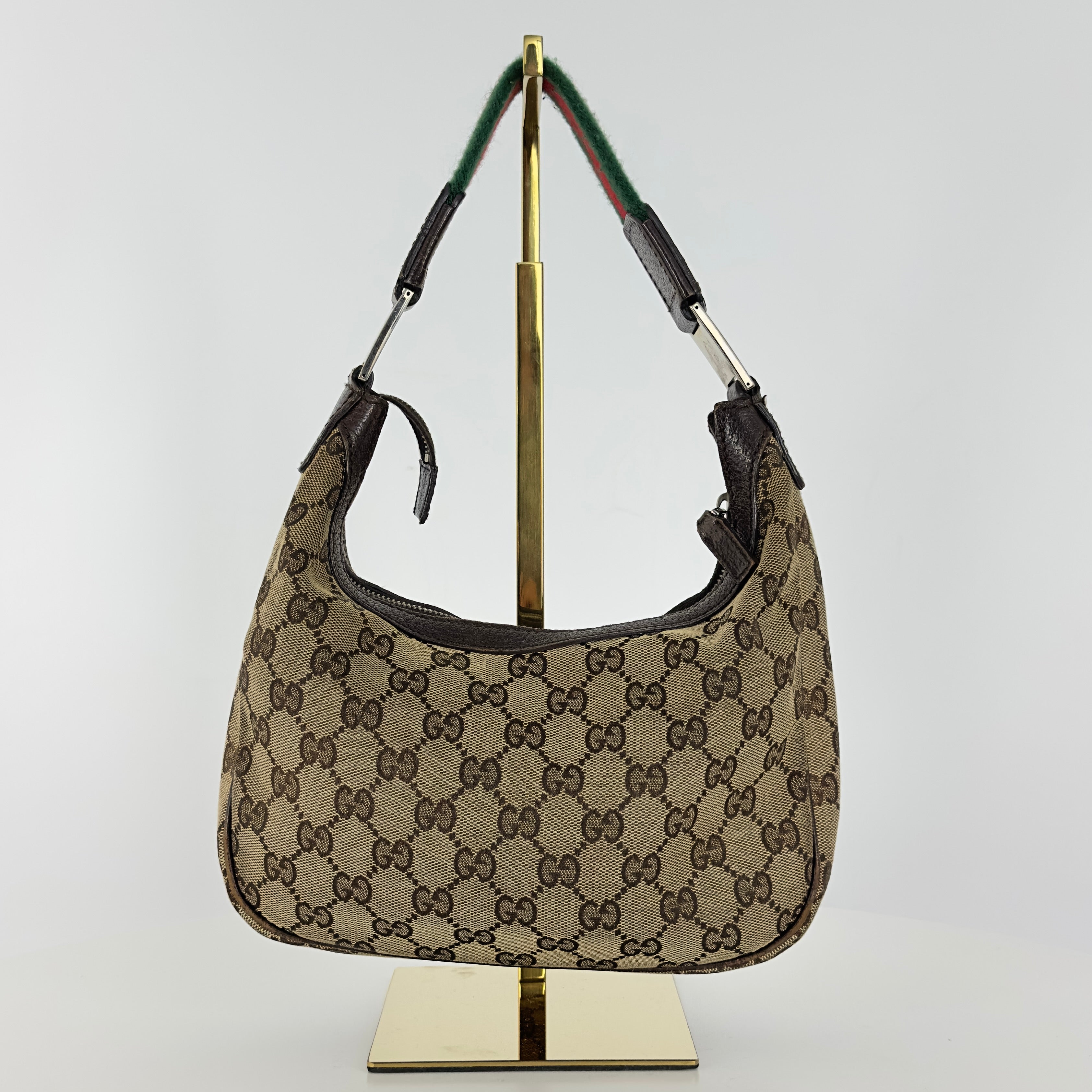 Sac à main GUCCI Hobo toile et cuir marron