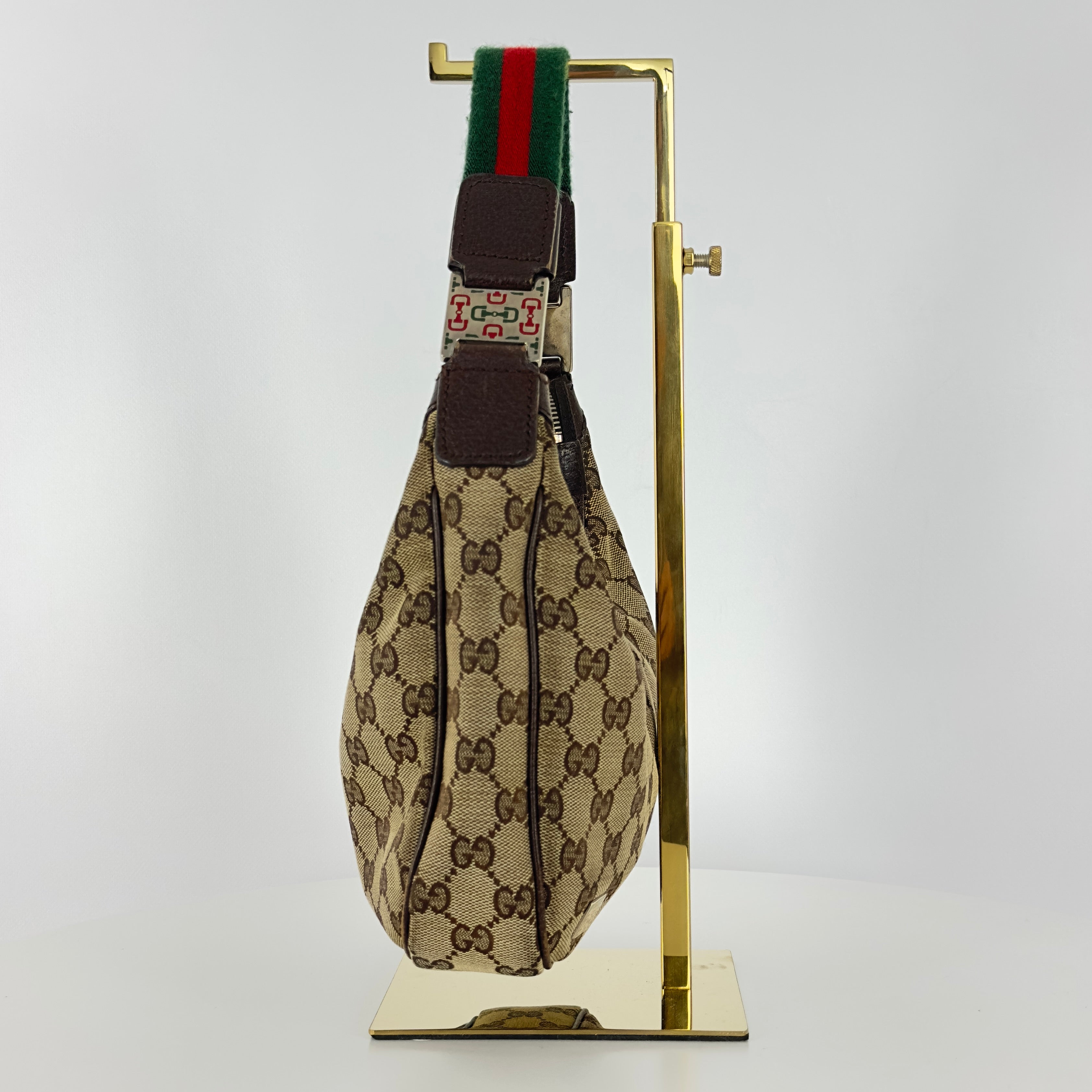 Sac à main GUCCI Hobo toile et cuir marron