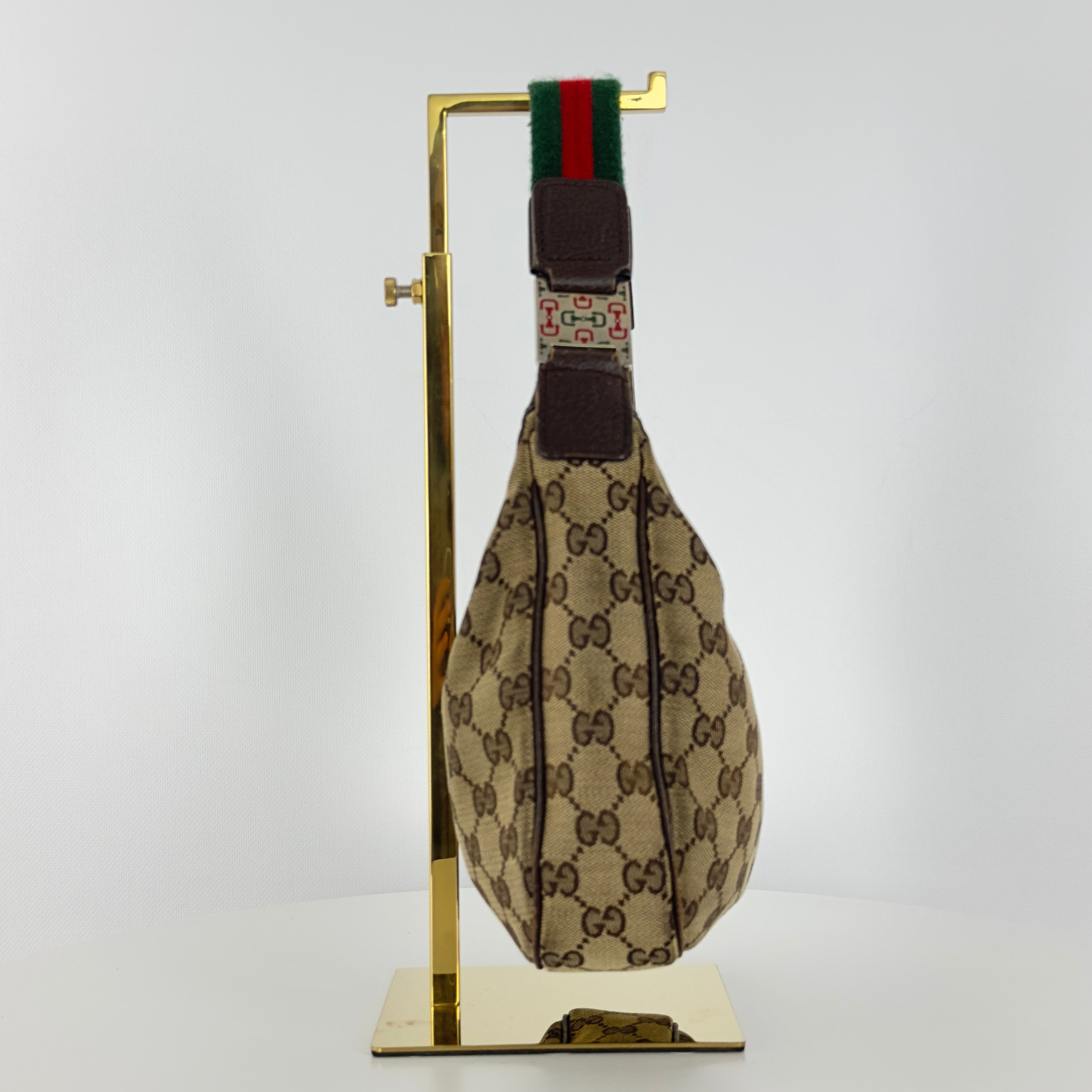Sac à main GUCCI Hobo toile et cuir marron
