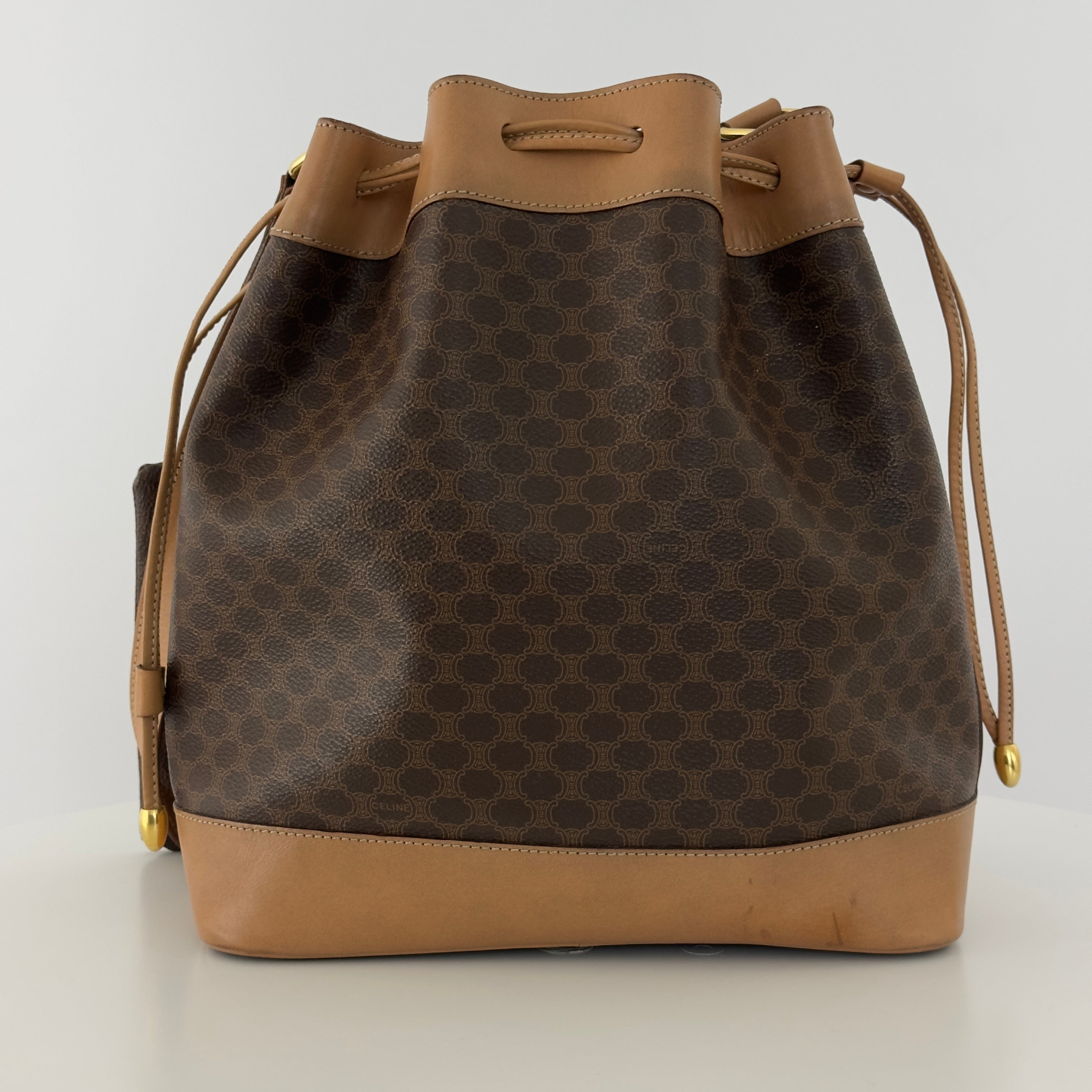 Sac à main CELINE Seau toile et cuir marron