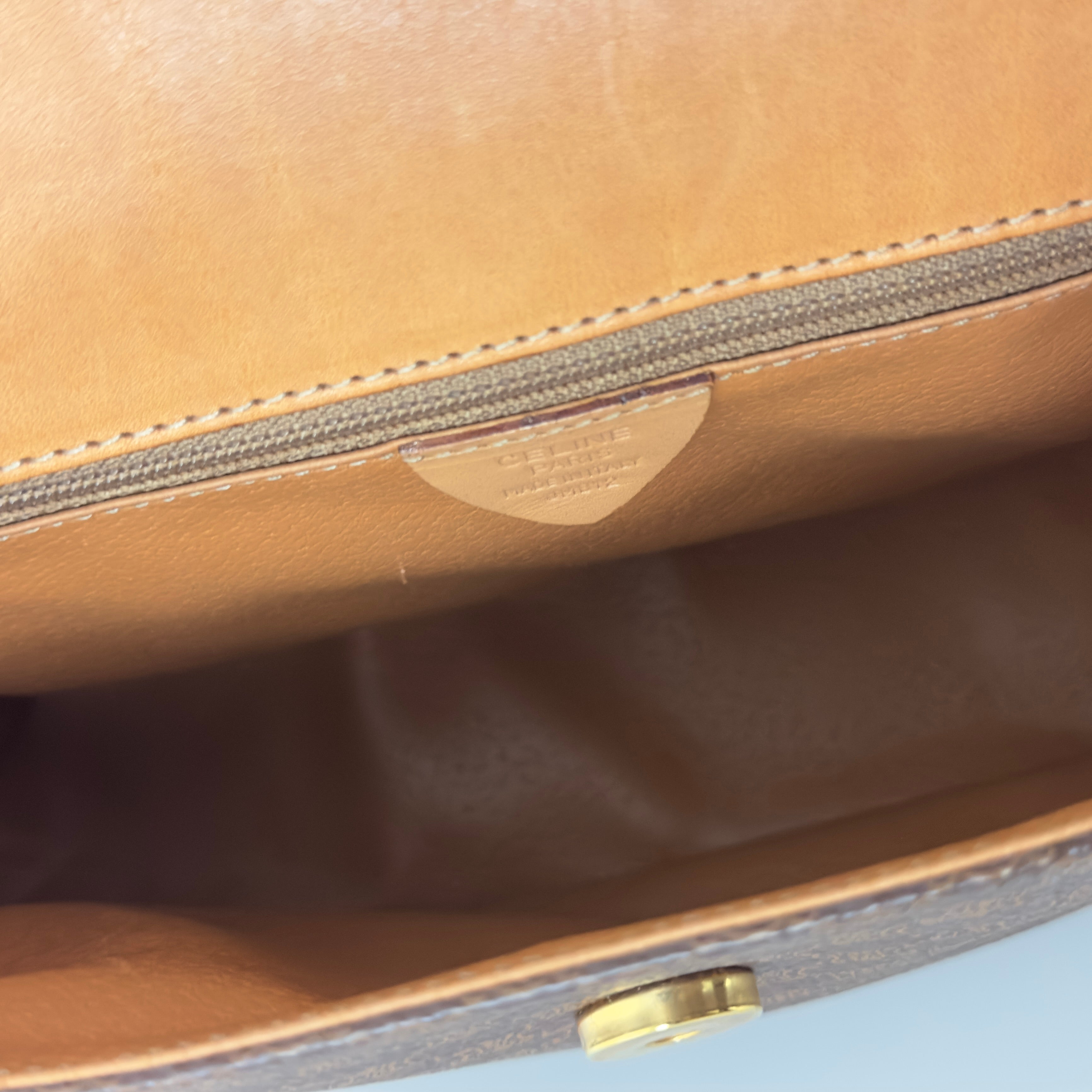 Sac à main CELINE Camera toile et cuir marron