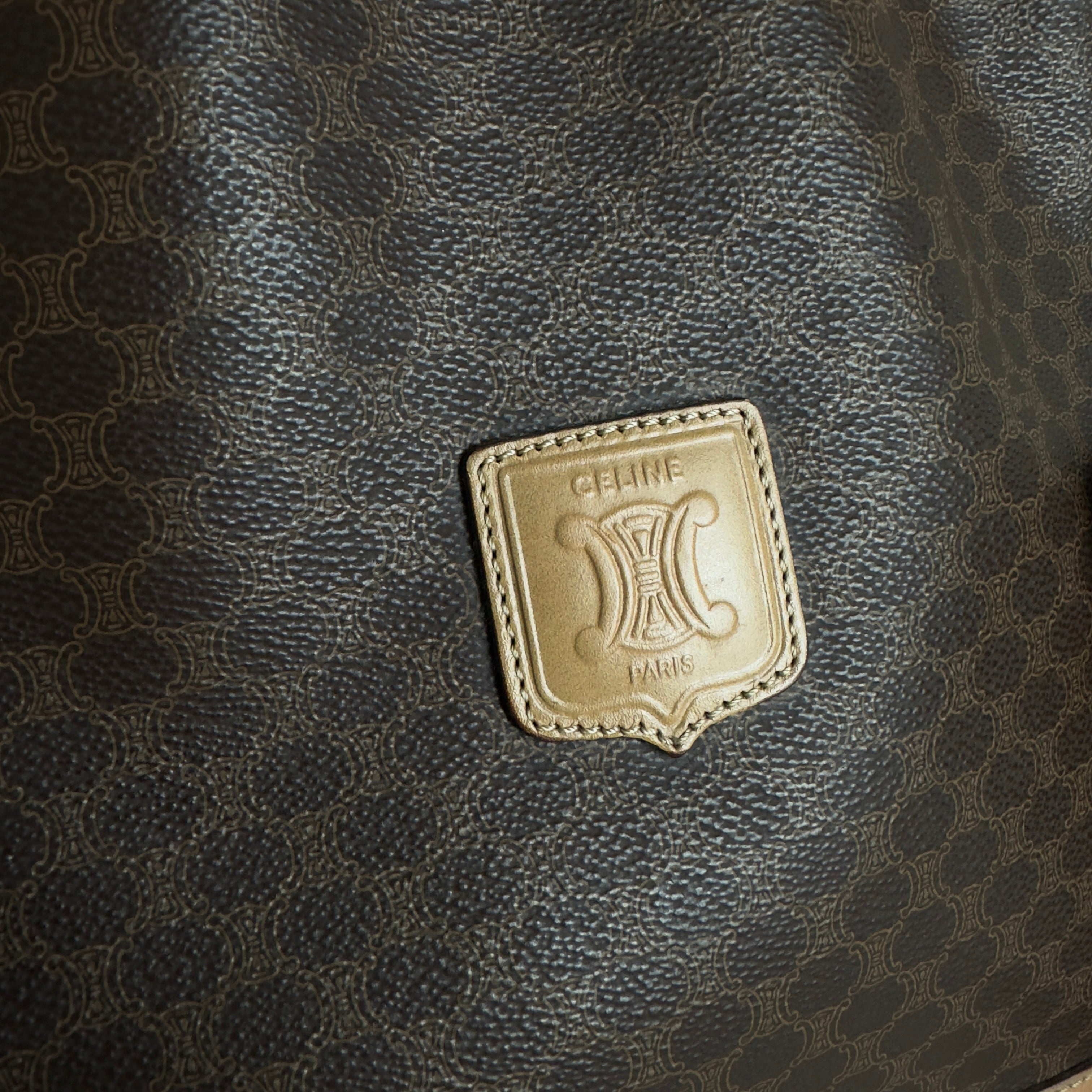 Sac à main CELINE Seau toile et cuir marron