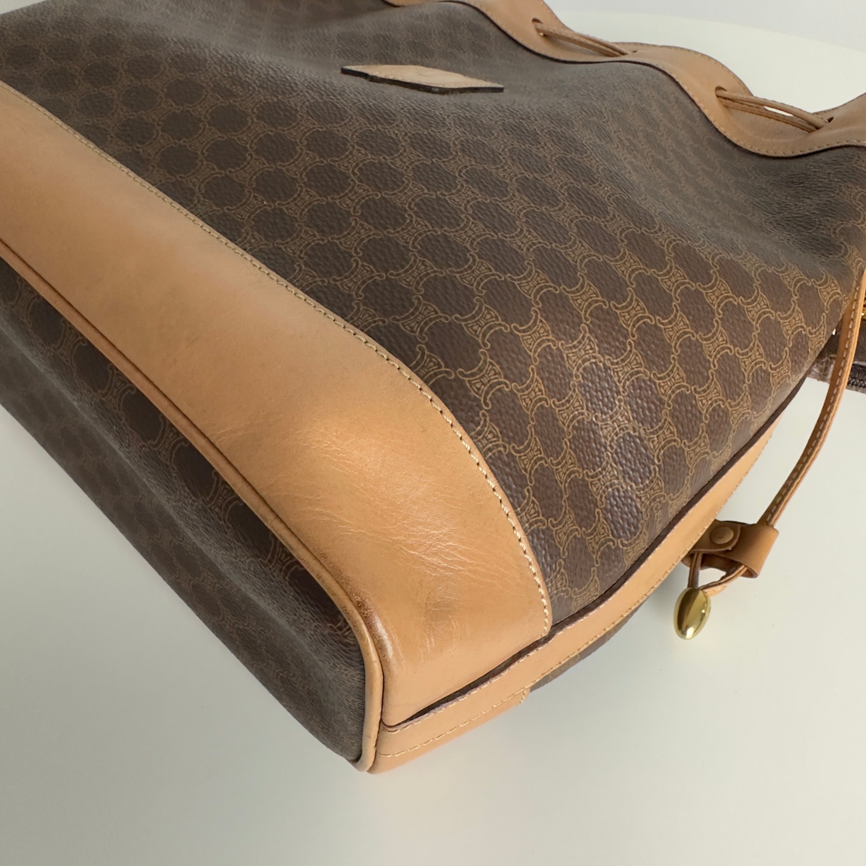 Sac à main CELINE Seau toile et cuir marron