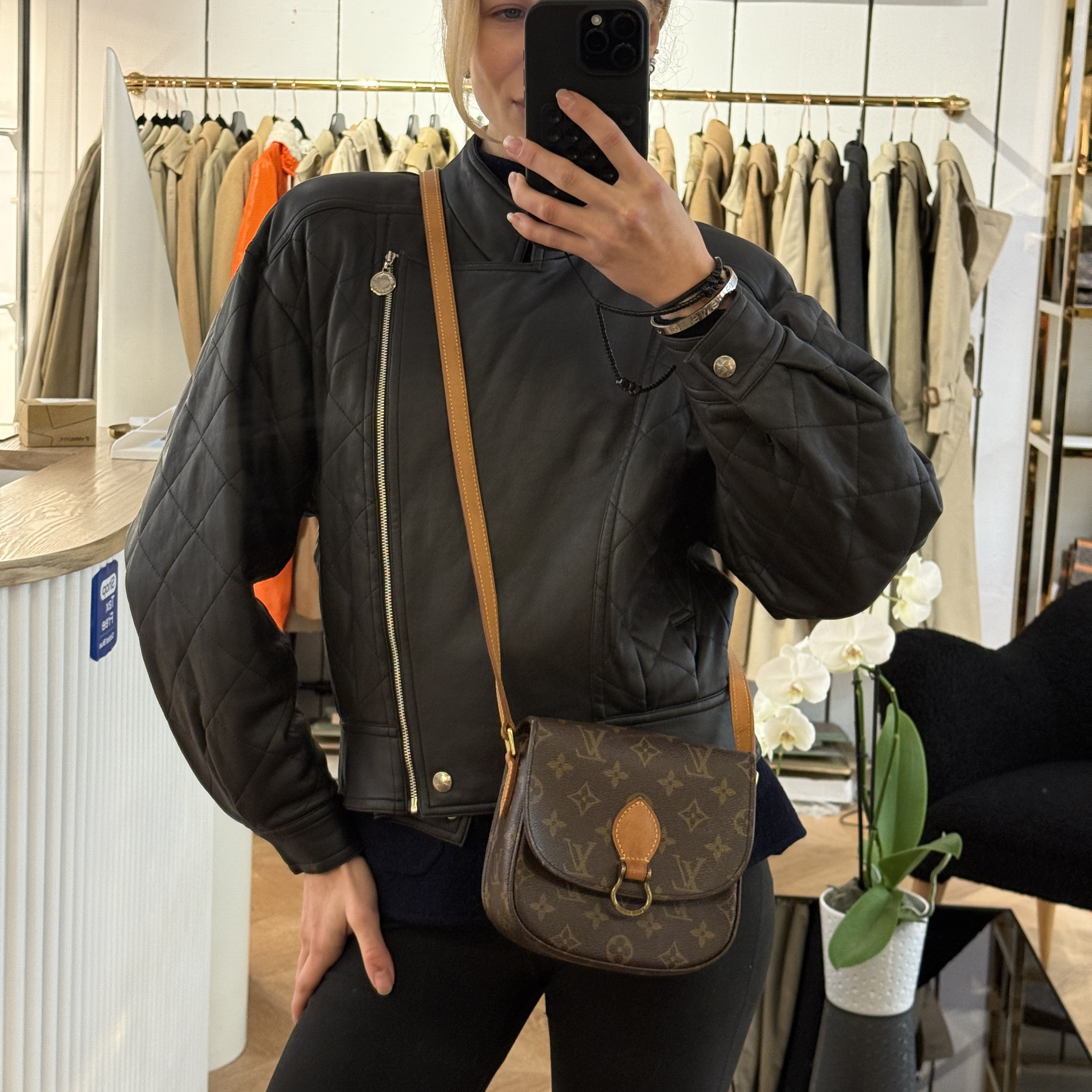 LOUIS VUITTON Mini Saint Cloud handbag in brown canvas and leather