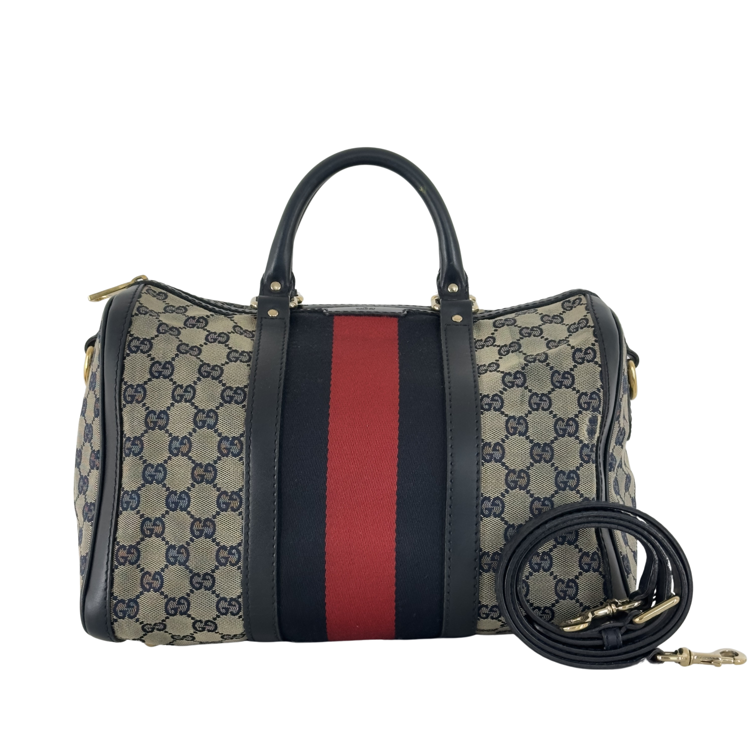 Sac à main GUCCI Boston toile et cuir marron