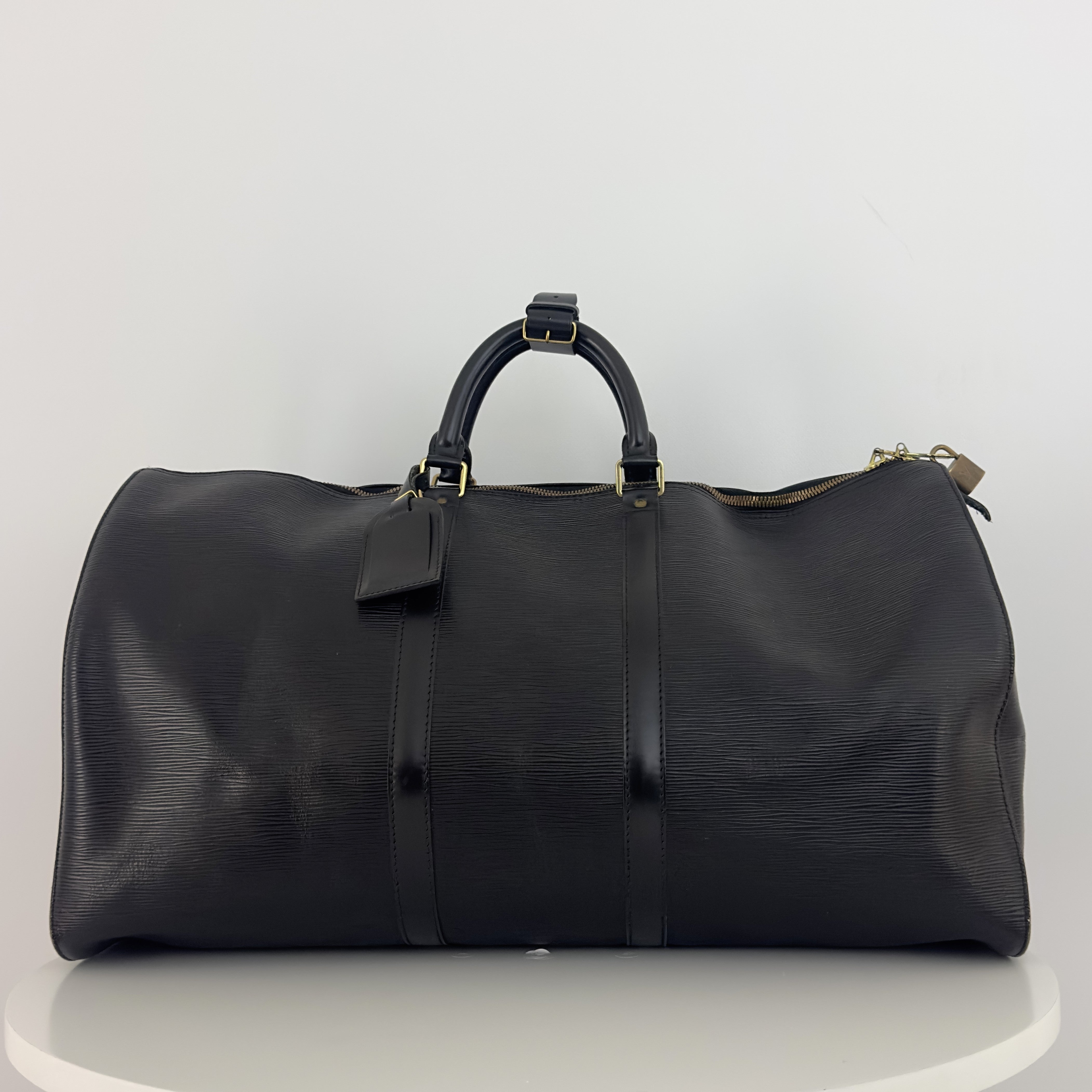 Sac à main LOUIS VUITTON Keepall 55 cuir épi noir