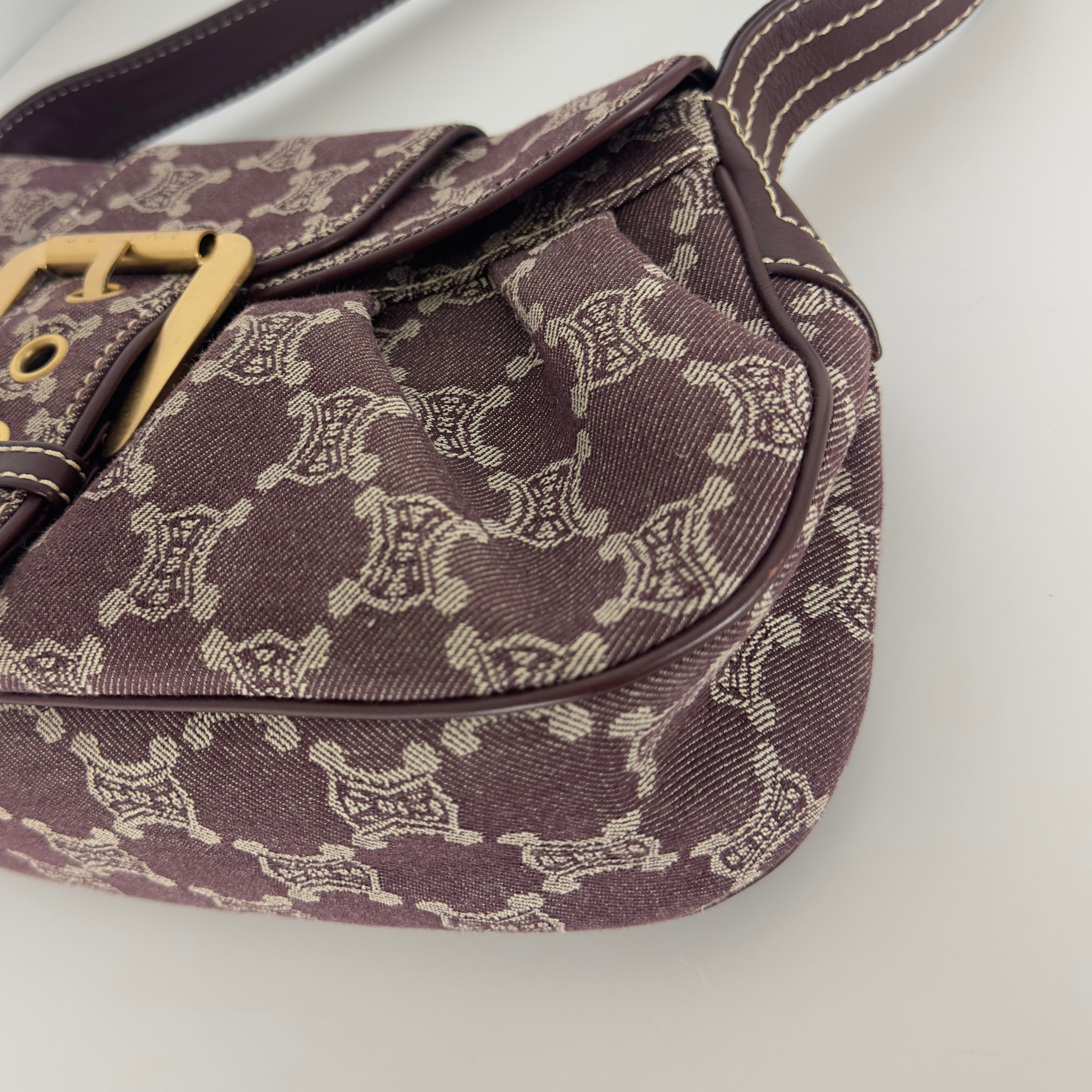 Sac à main CELINE Macadam PM denim marron