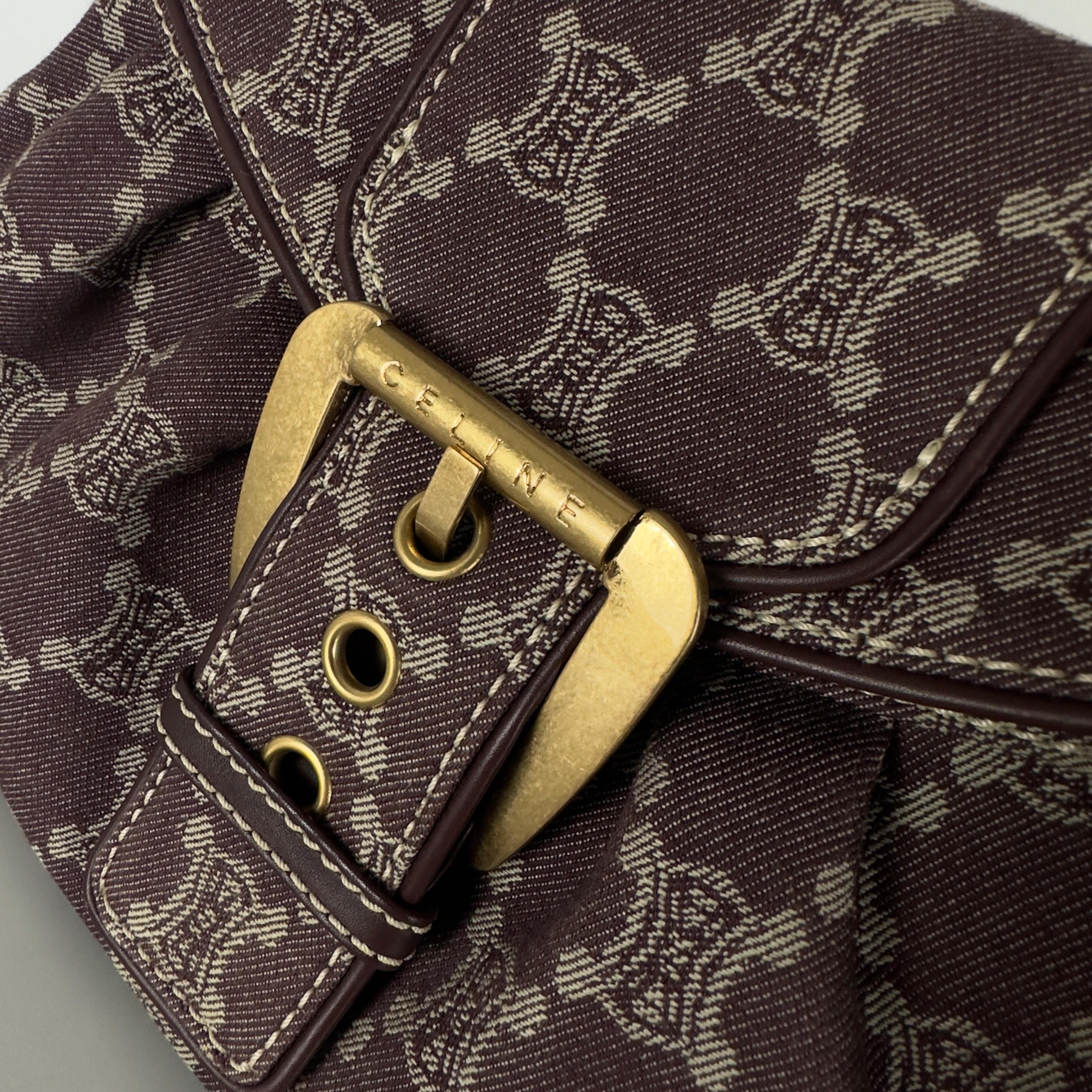 Sac à main CELINE Macadam PM denim marron