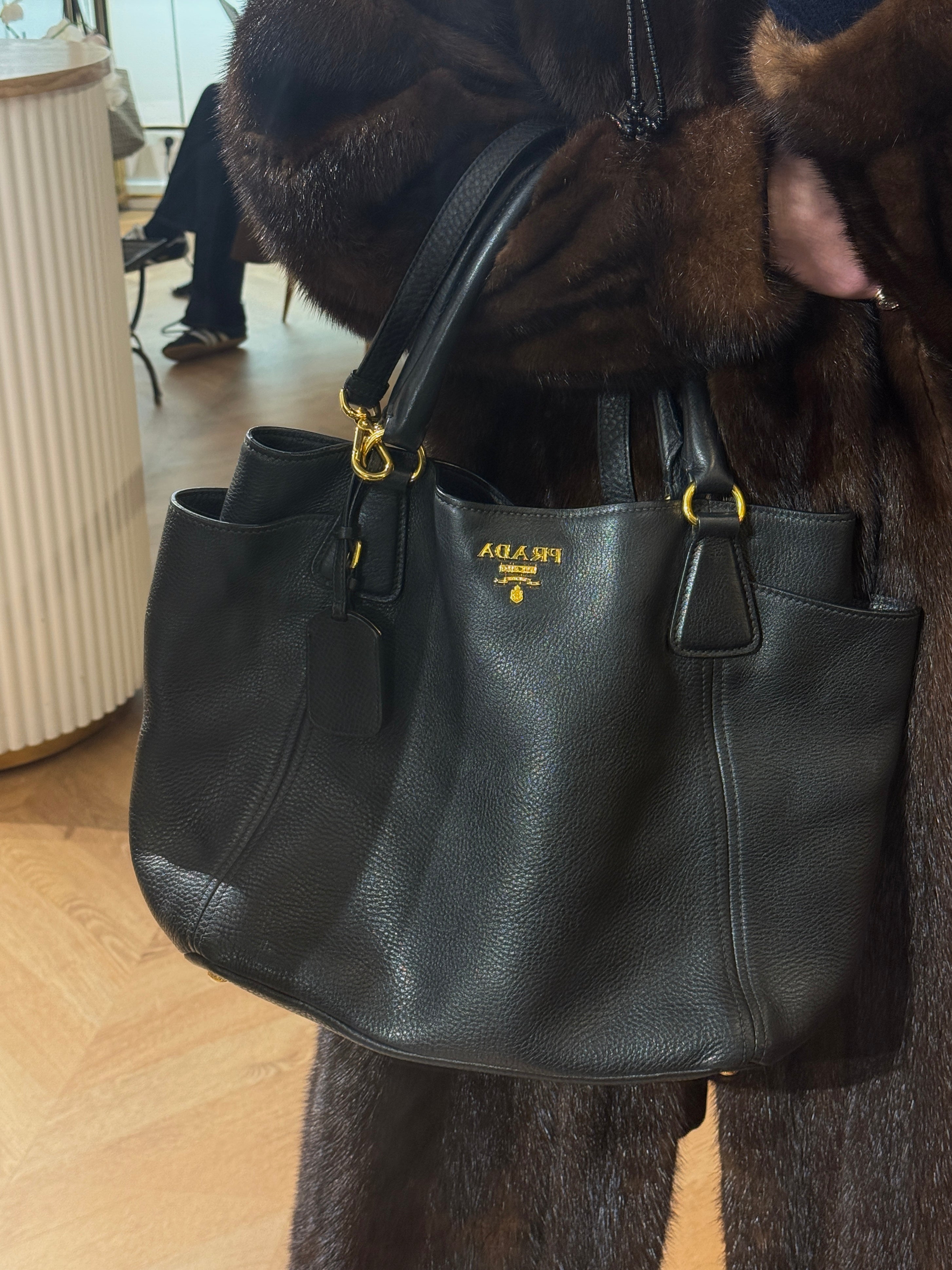 Sac à main PRADA Daino cuir noir
