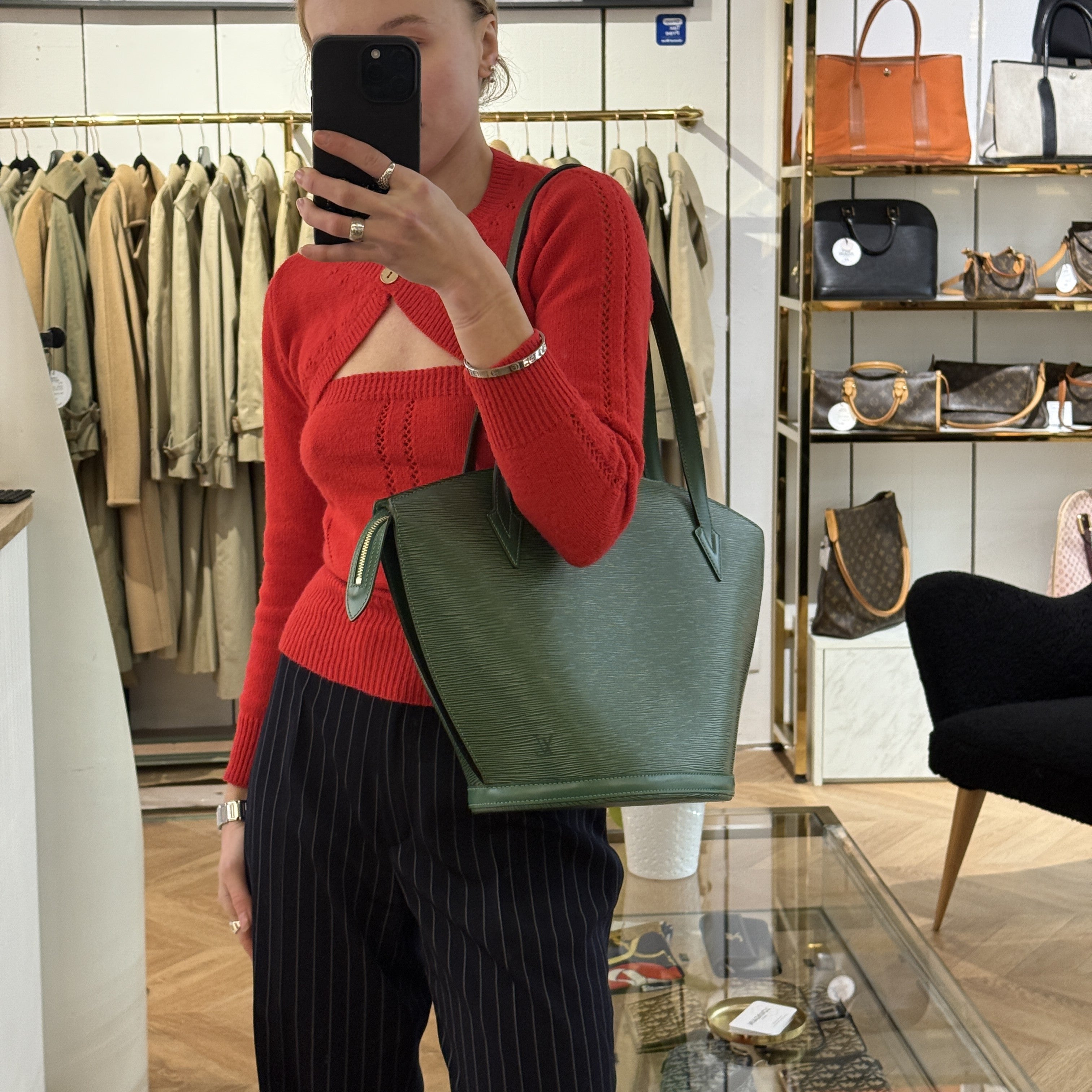 Sac à main LOUIS VUITTON Saint Jacques cuir épi vert