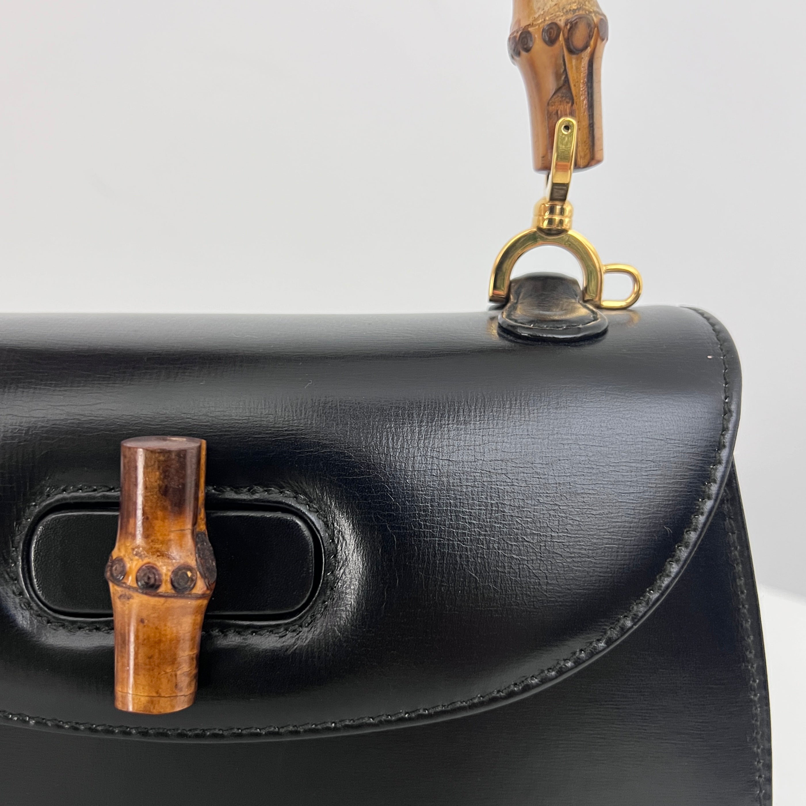 GUCCI Bamboo 1947 Small smooth black leather bag