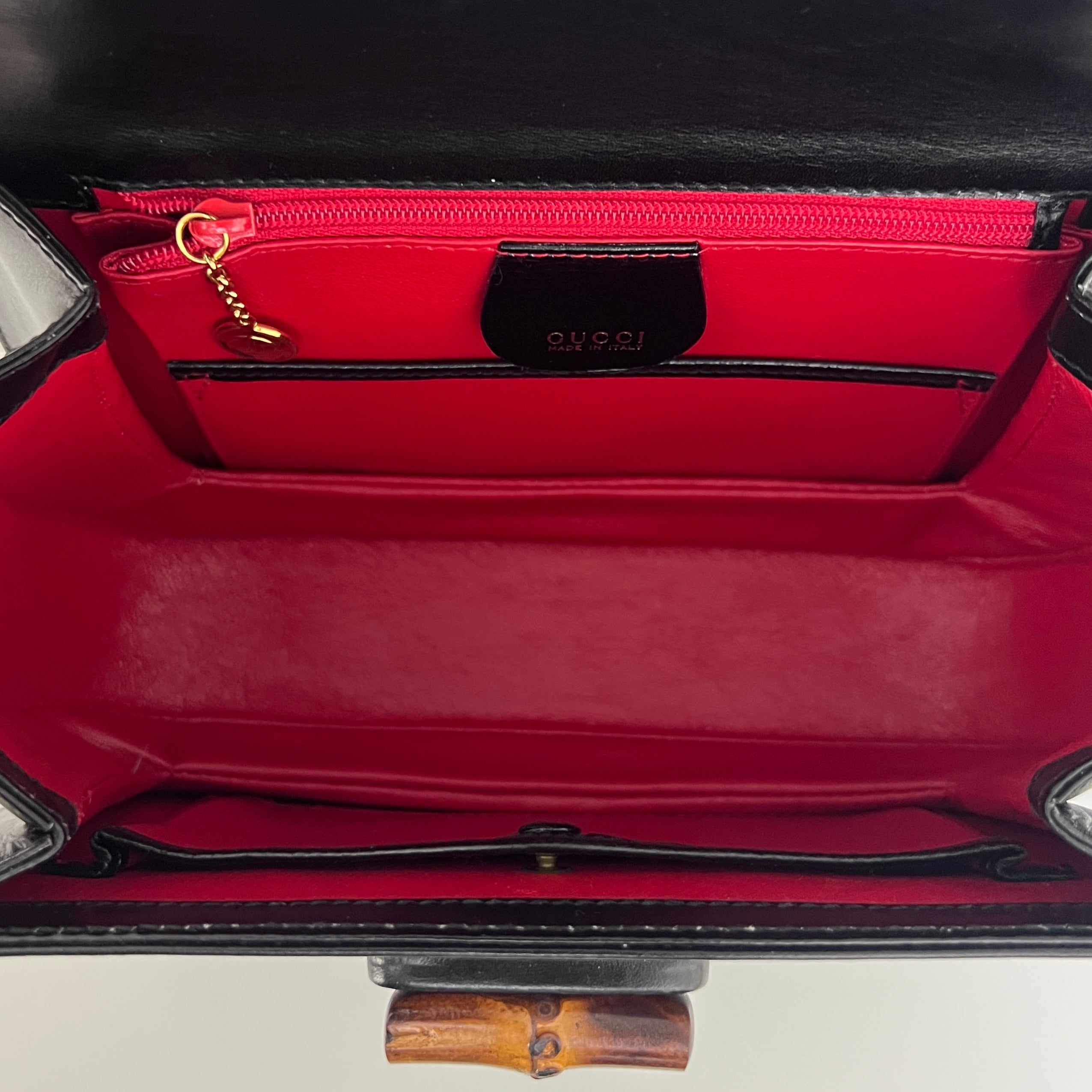 GUCCI Bamboo 1947 Small smooth black leather bag