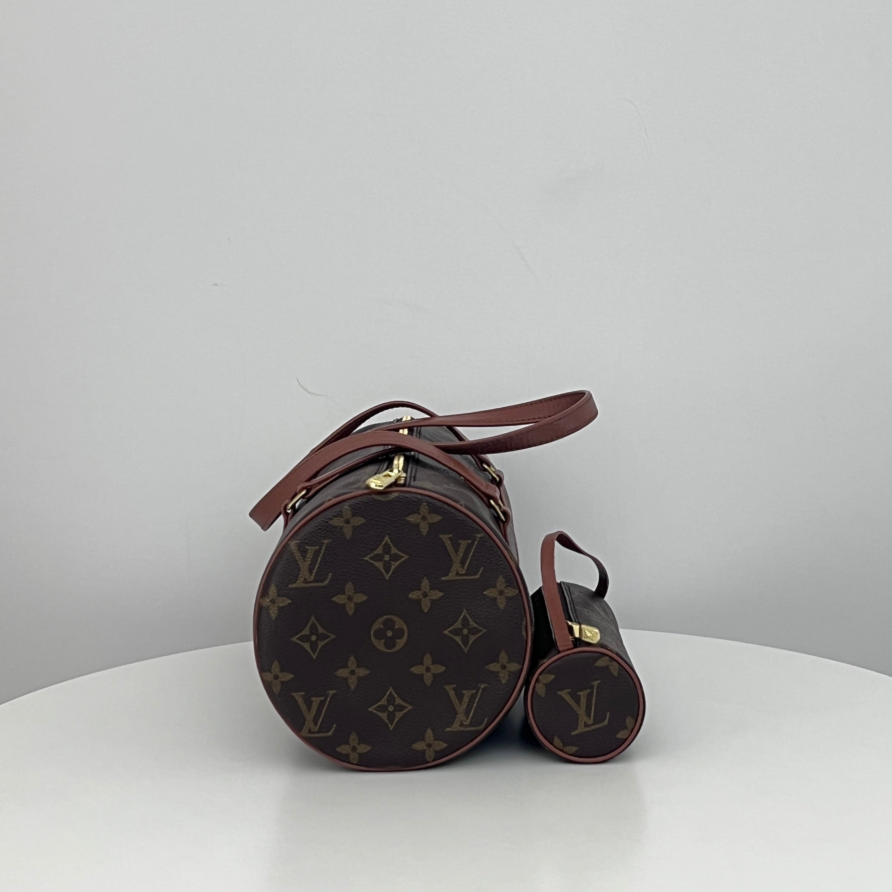 LOUIS VUITTON Papillon bag in canvas and brown leather