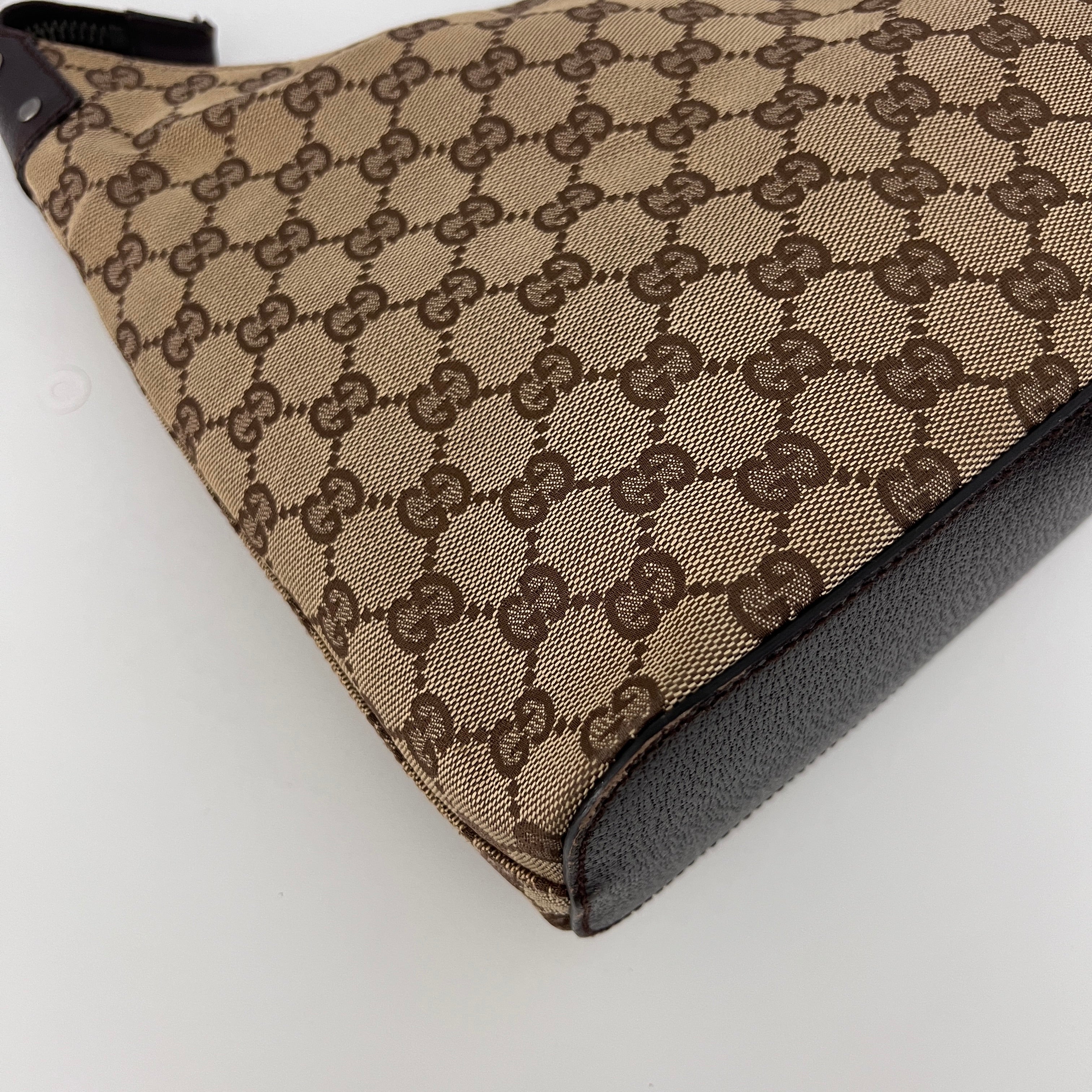 GUCCI Hobo Bag GG Canvas and Brown Leather
