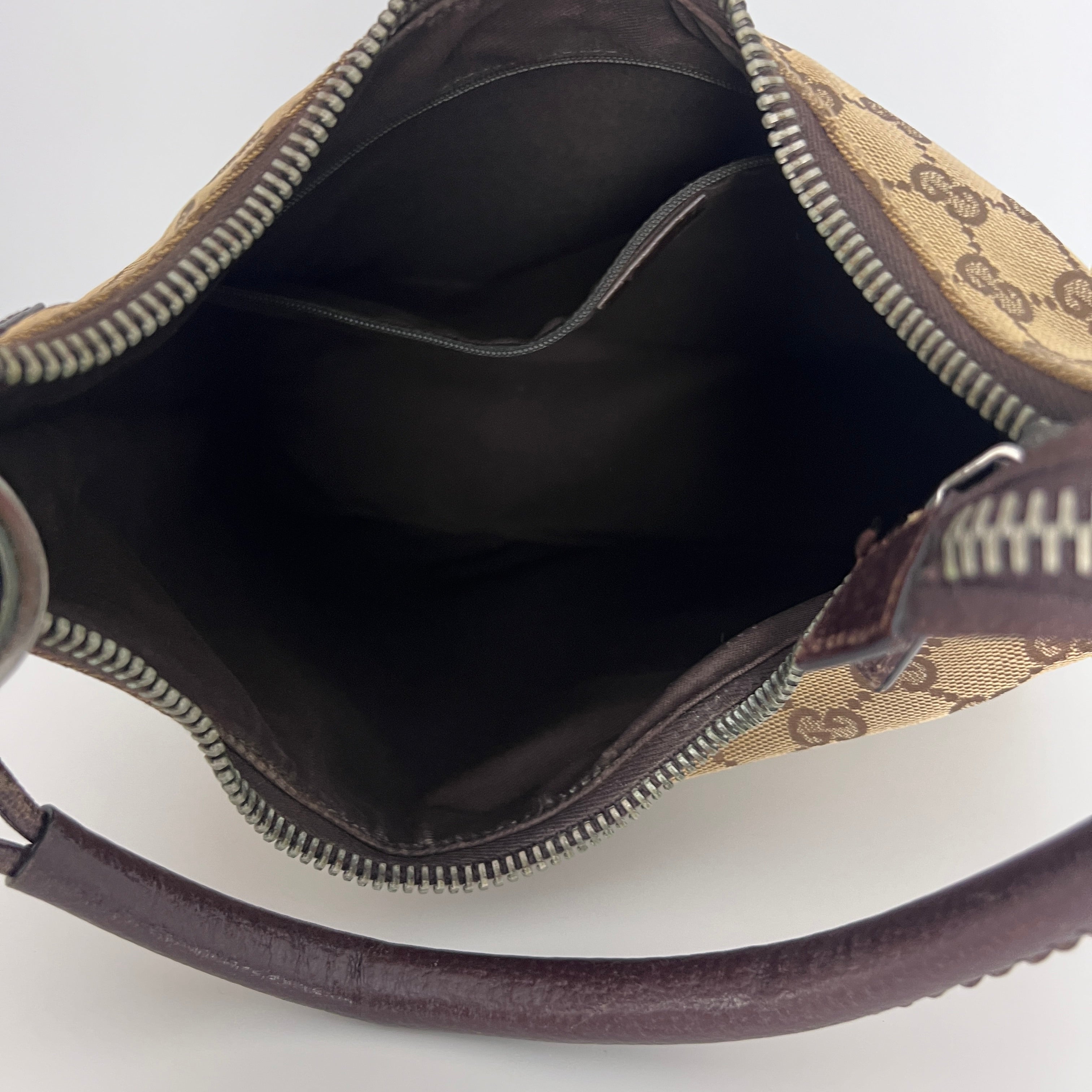 GUCCI Hobo Bag GG Canvas and Brown Leather