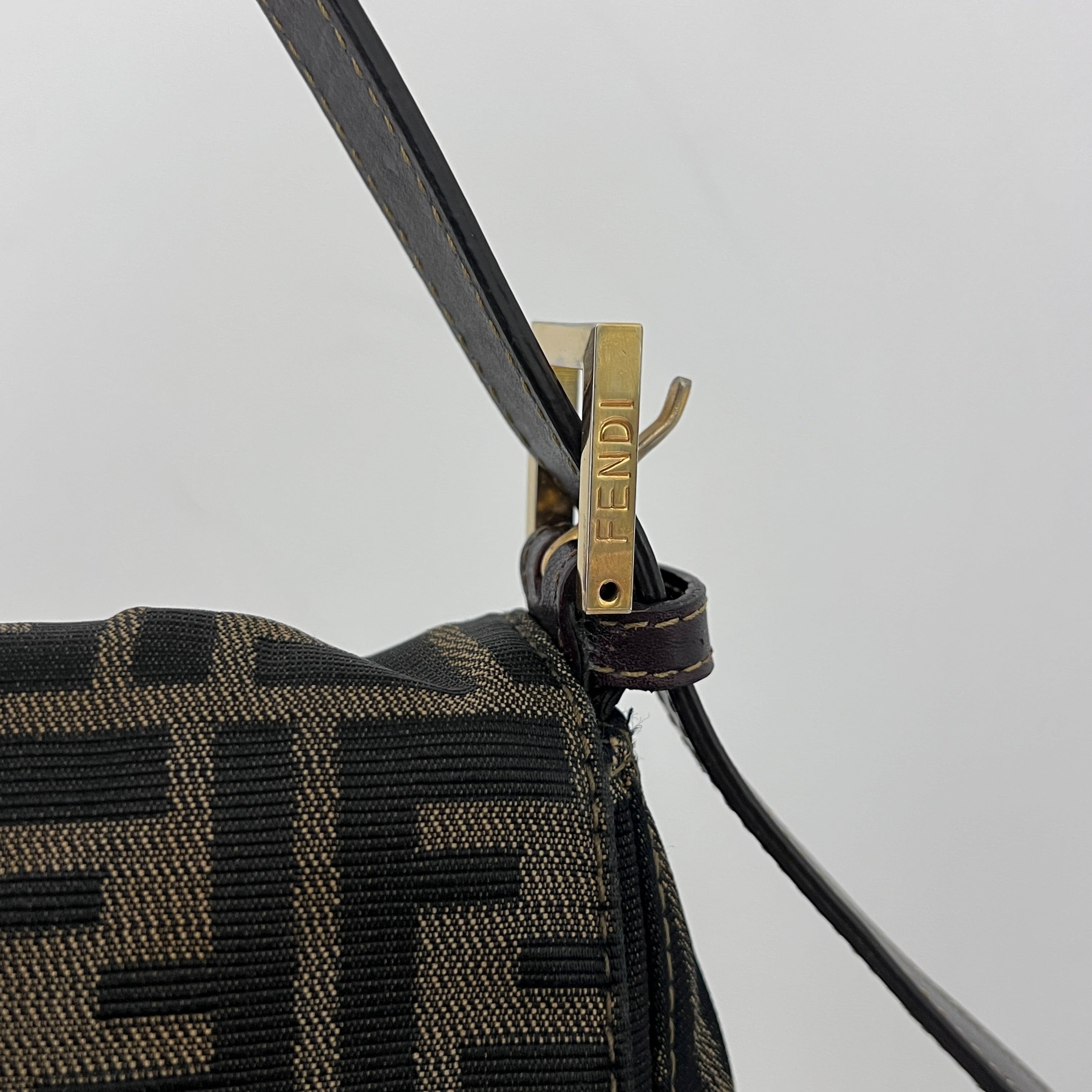 FENDI Mamma Bag in brown canvas and leather