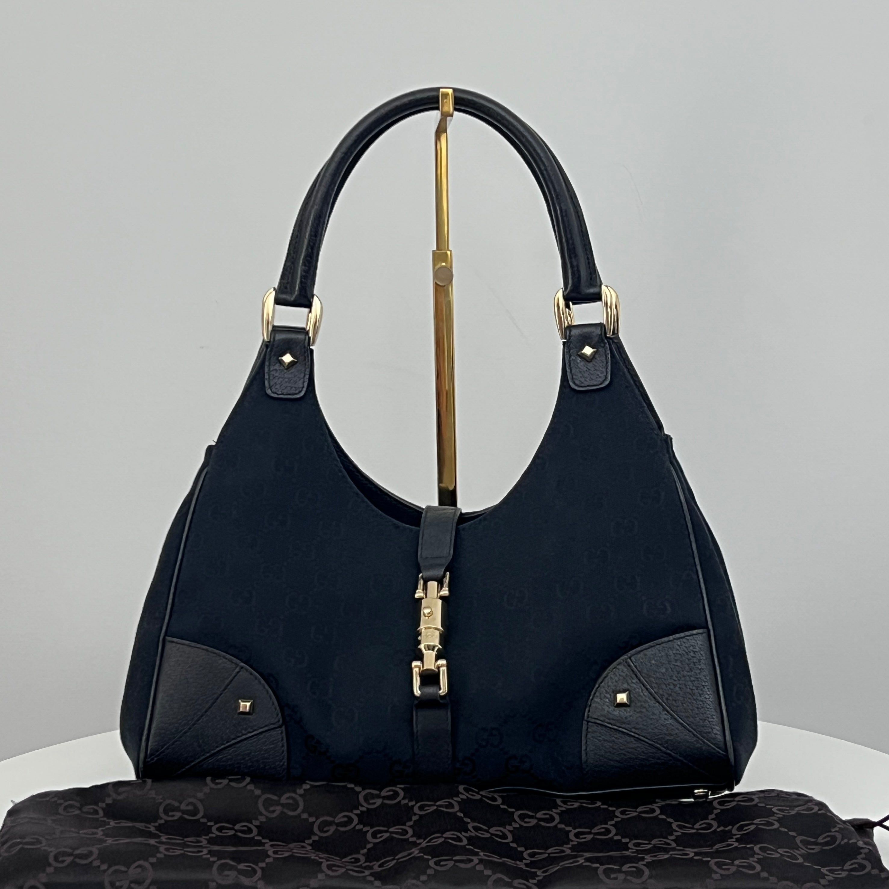 GUCCI Jackie black canvas and leather bag