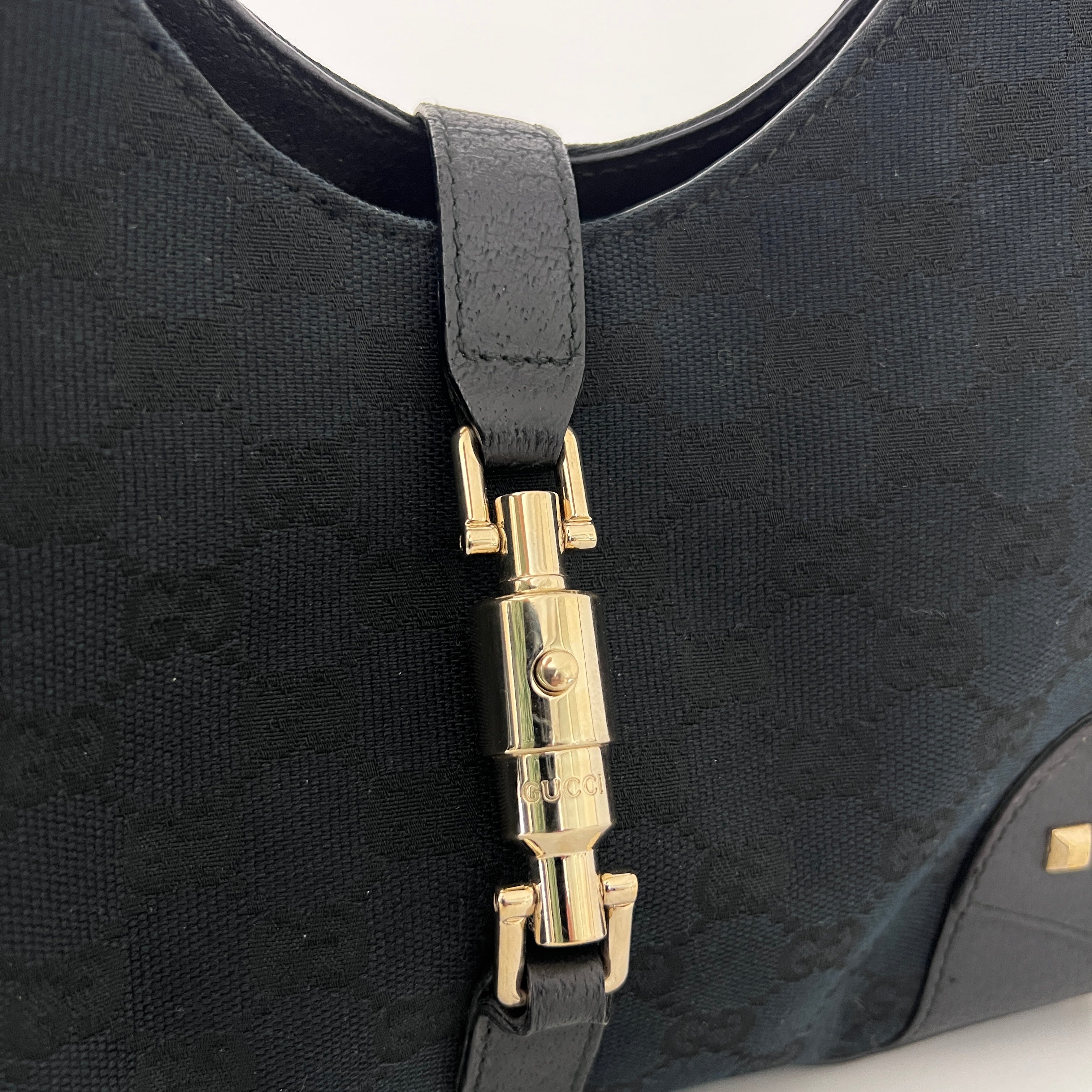 GUCCI Jackie black canvas and leather bag
