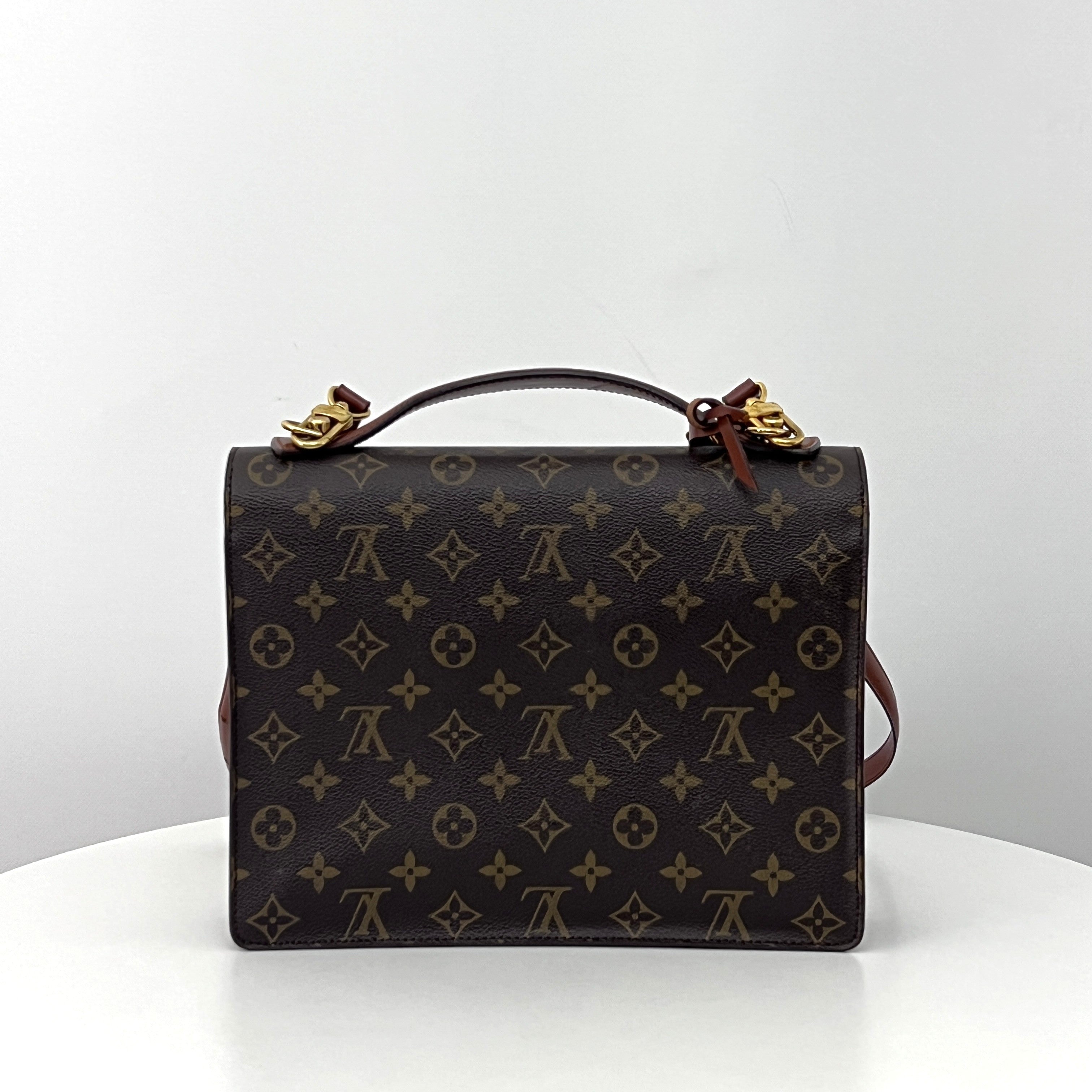 Sac à bandoulière LOUIS VUITTON Monceau toile et cuir marron