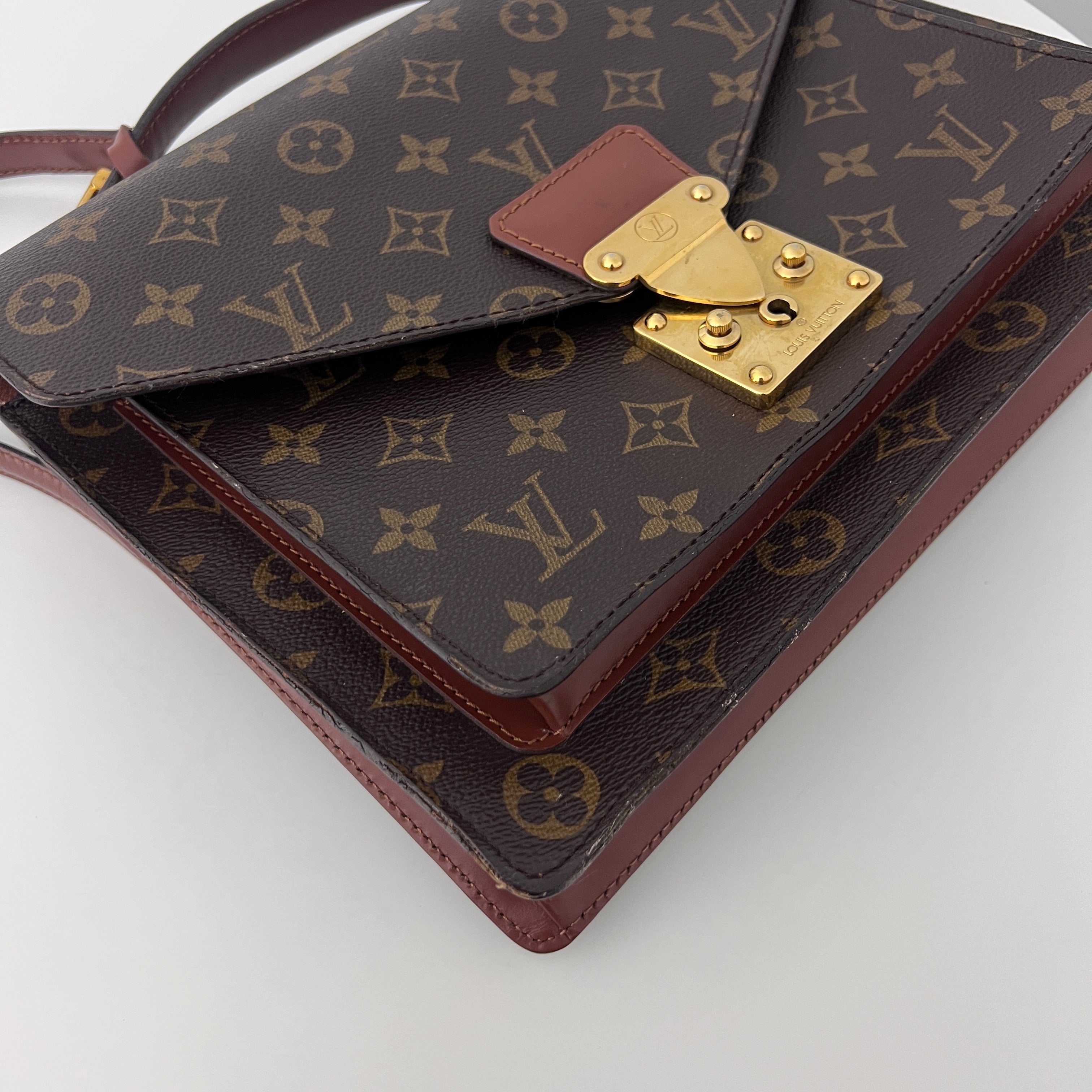Sac à bandoulière LOUIS VUITTON Monceau toile et cuir marron