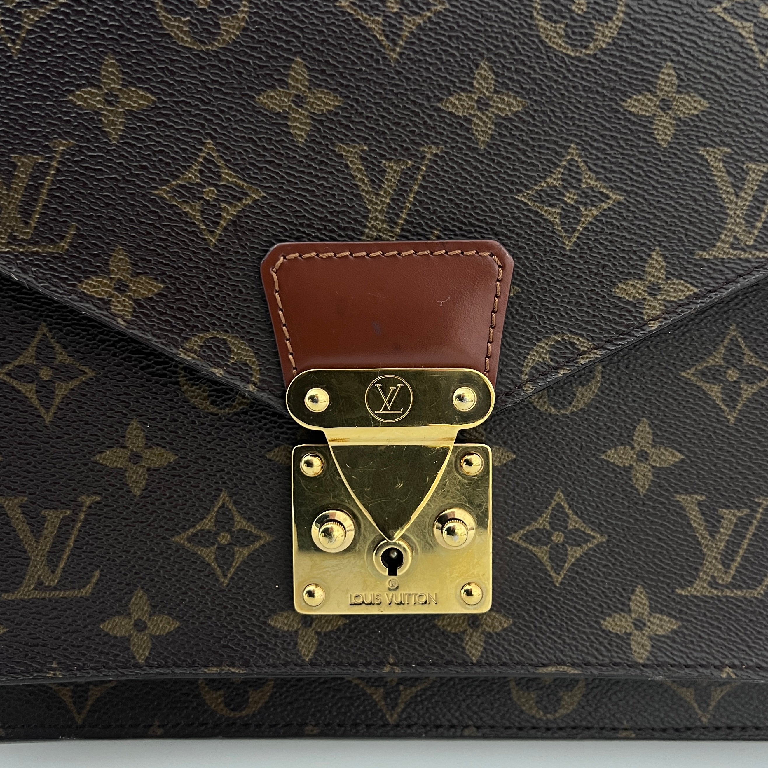 Sac à bandoulière LOUIS VUITTON Monceau toile et cuir marron