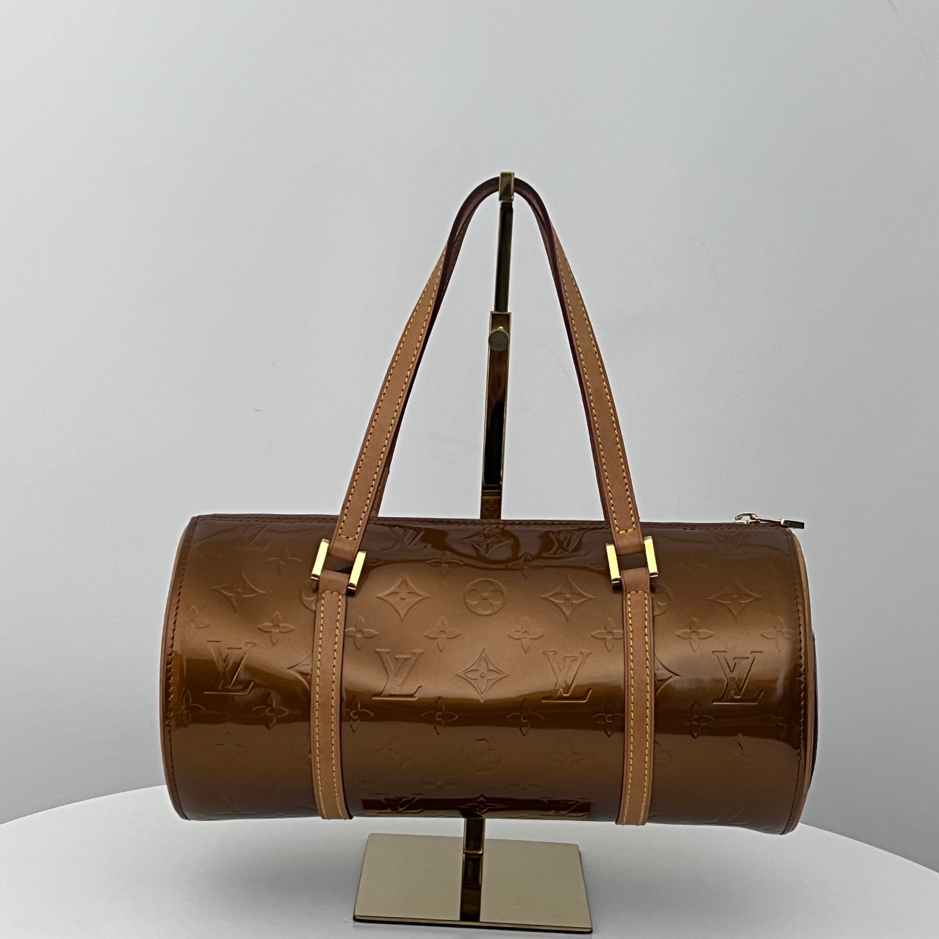 Sac LOUIS VUITTON Bedford cuir verni marron gold