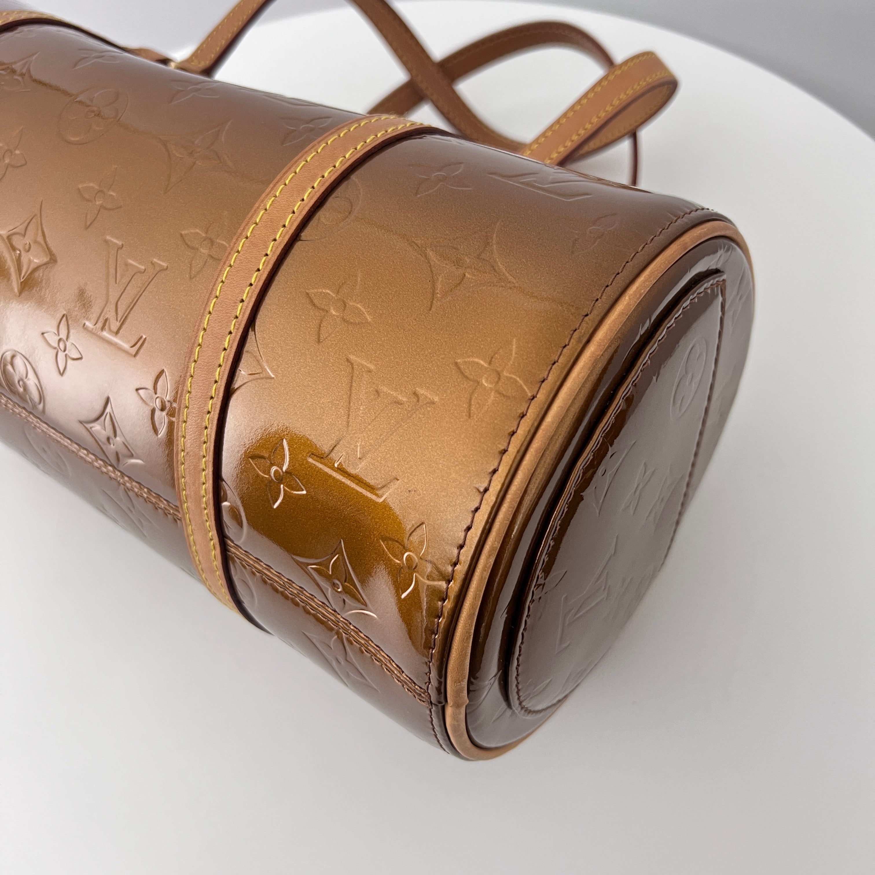 Sac LOUIS VUITTON Bedford cuir verni marron gold