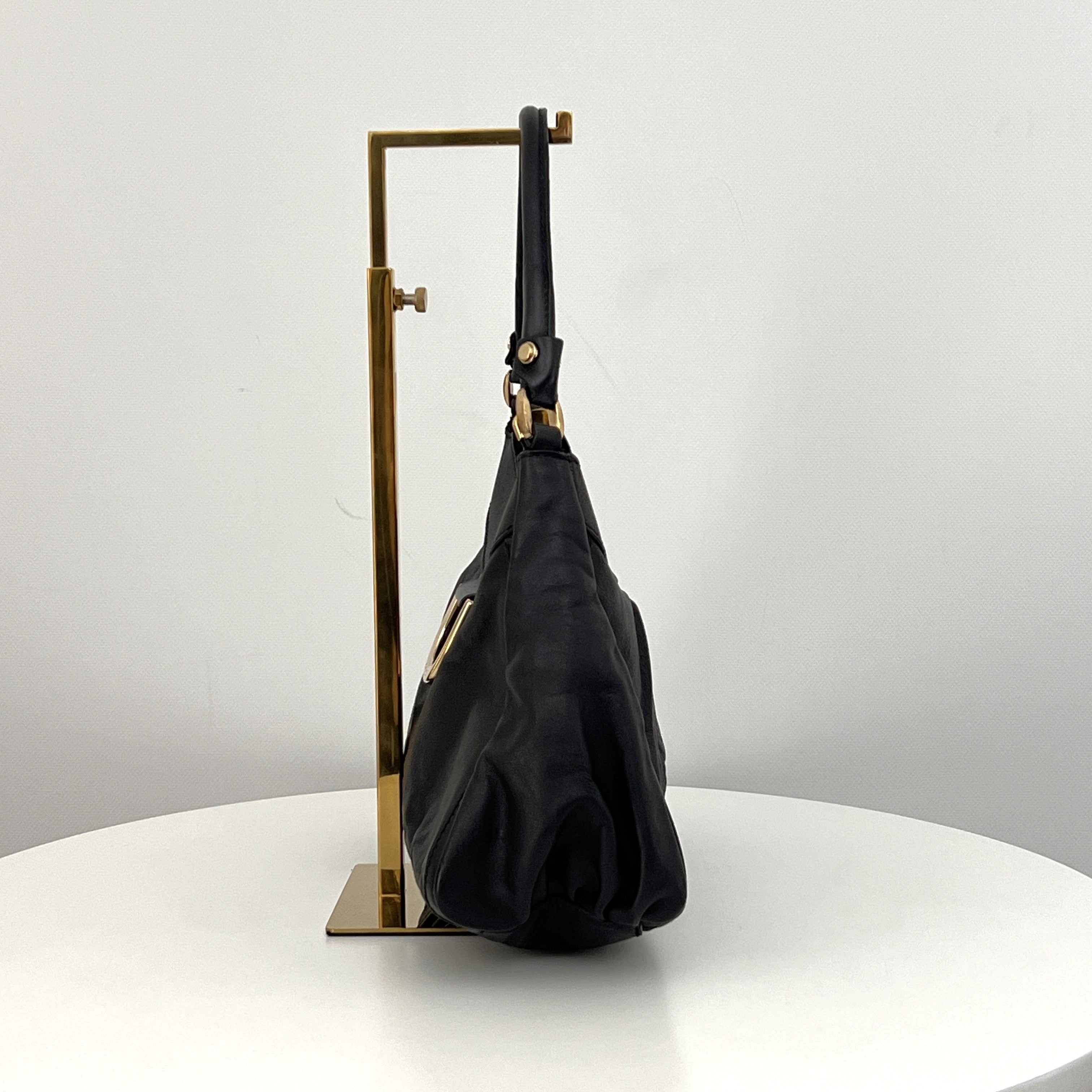 Sac GUCCI D-ring cuir lisse noir