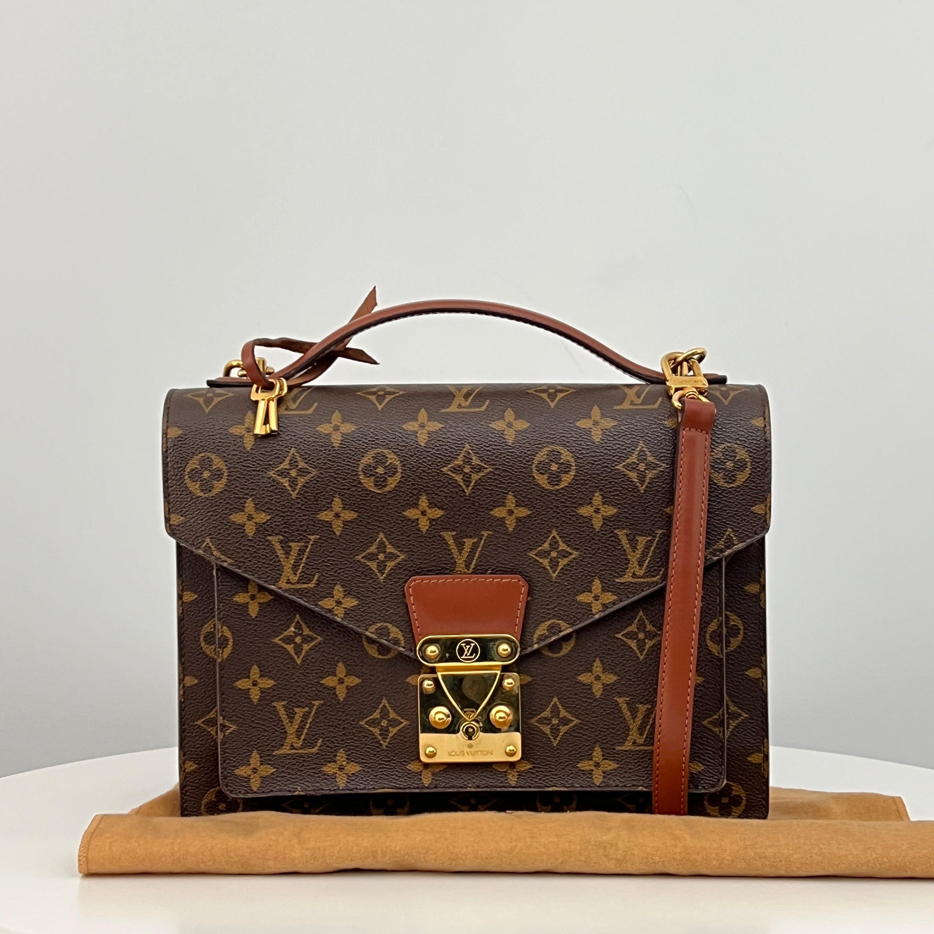 Sac à bandoulière LOUIS VUITTON Monceau 28 toile et cuir marron