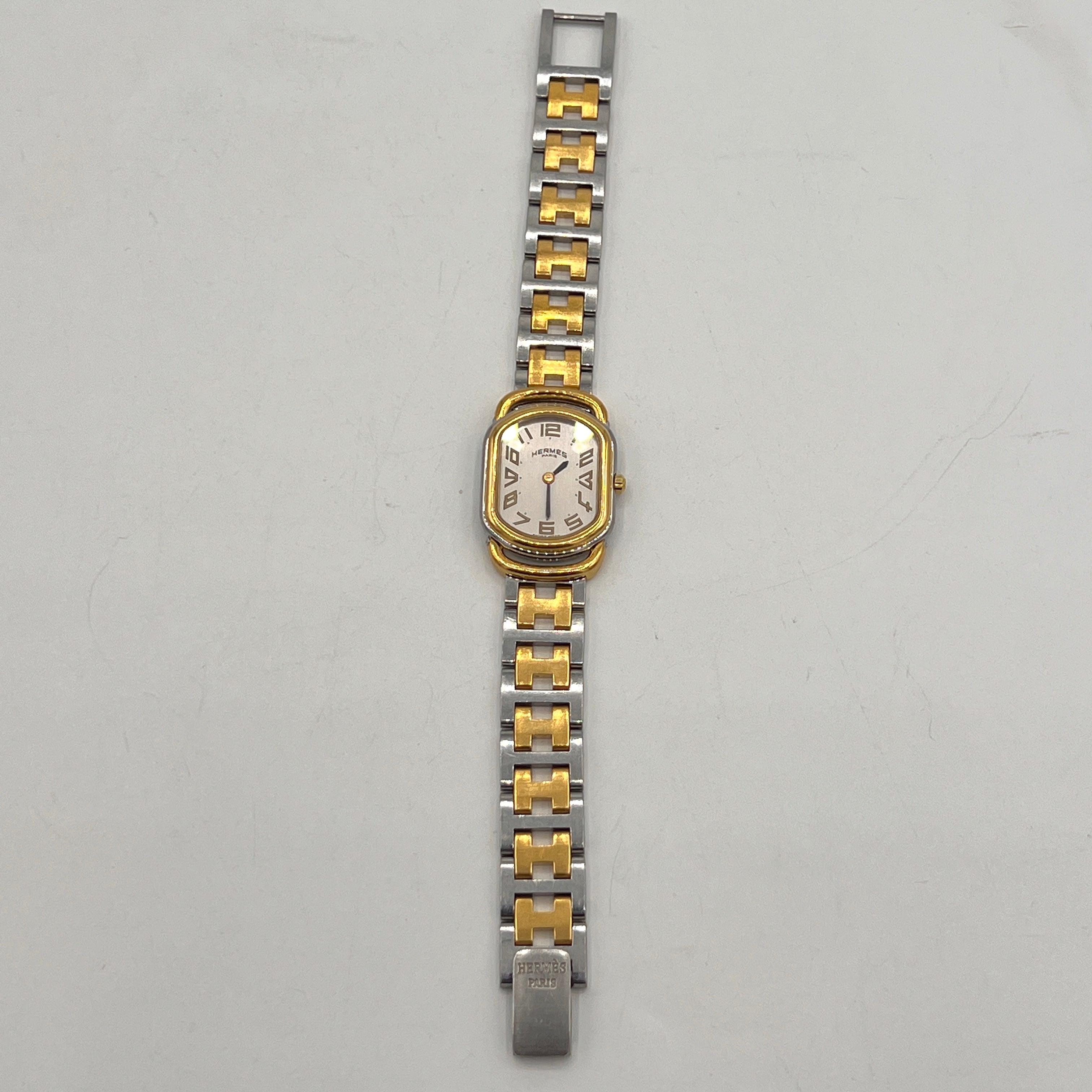 Montre HERMÈS Rallye plaqué or et acier bicolore