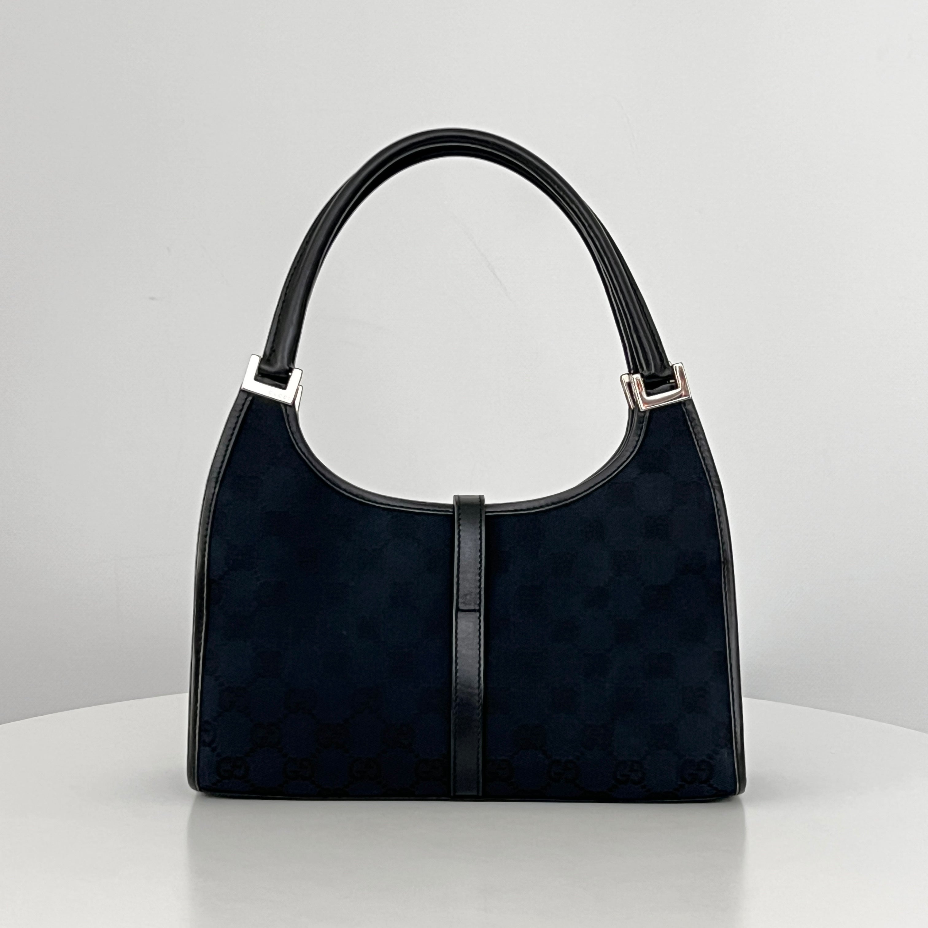 Sac GUCCI Jackie Small toile et cuir noir